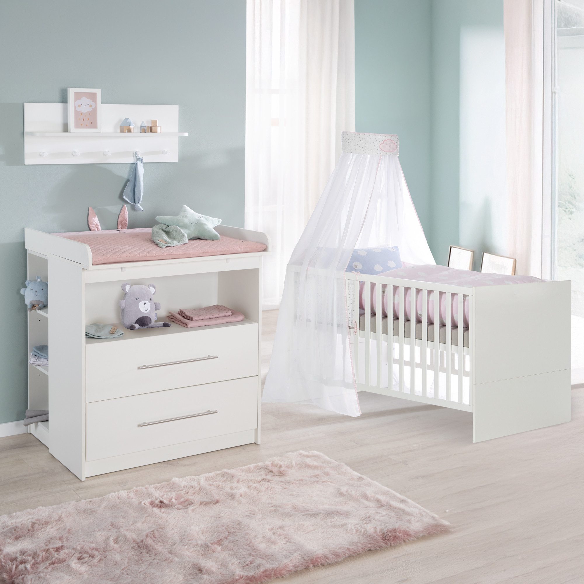 roba® Babymöbel-Set Maren - klassisches Babyzimmer Set - Weiß - Metallgriff günstig online kaufen