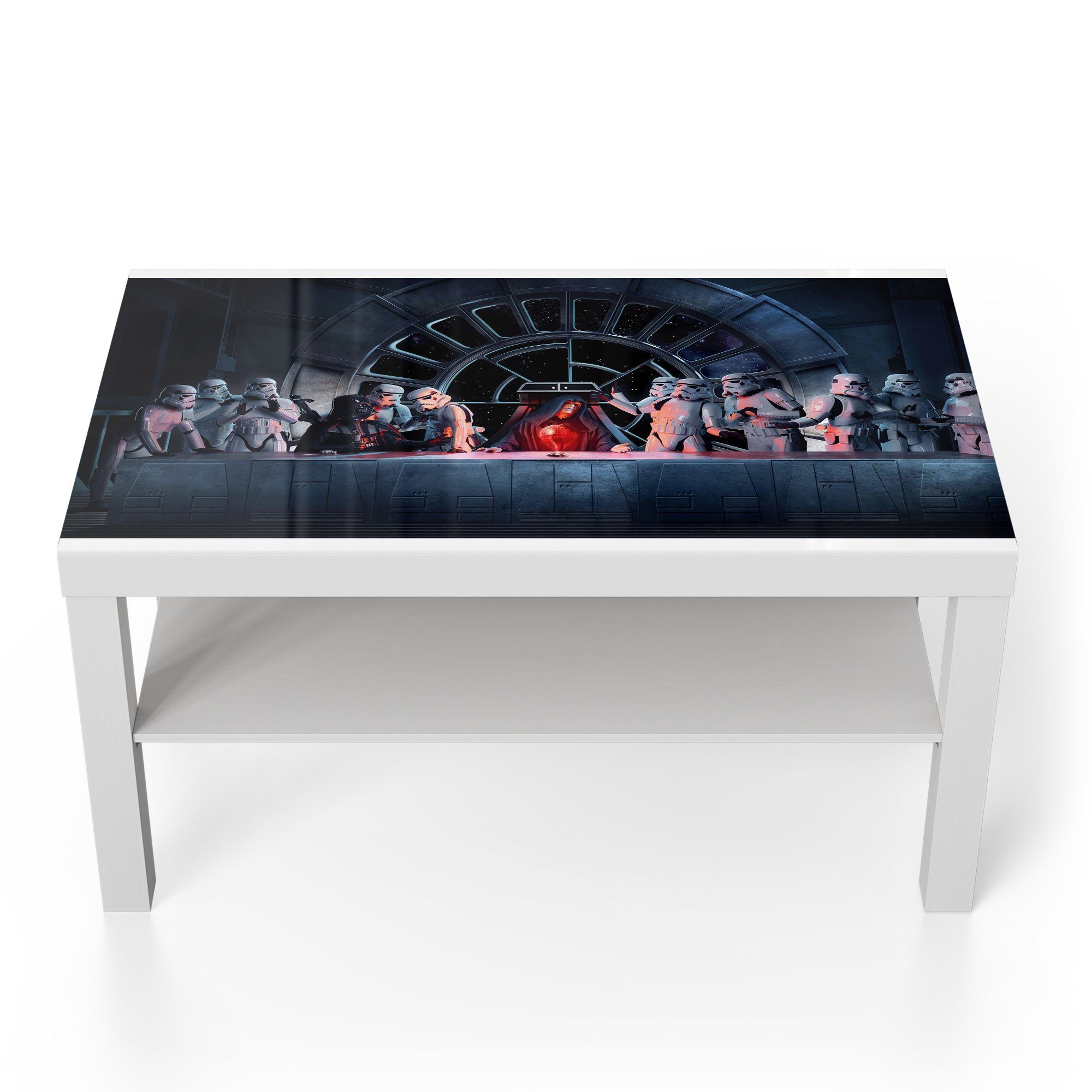 DEQORI Couchtisch 'Star Wars Abendmahl', Glas Beistelltisch Glastisch modern Weiß