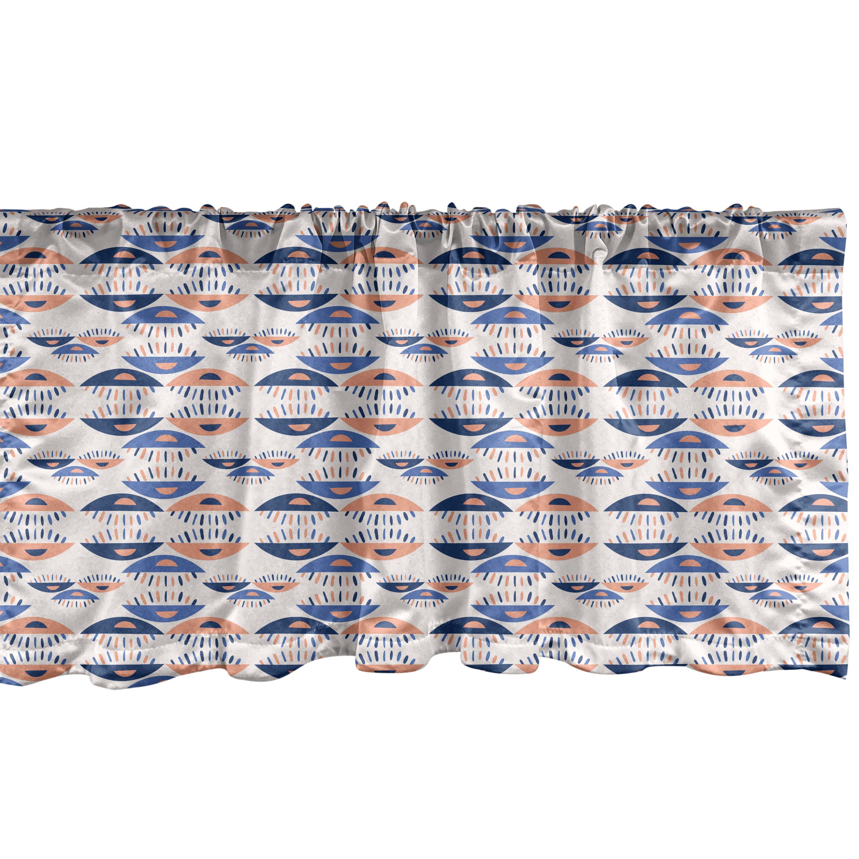 Abakuhaus, Vorhang Volant Küche Microfaser, mit Schlafzimmer für Scheibengardine Ethnic-Muster-Elemente Stangentasche, Abstrakt Dekor