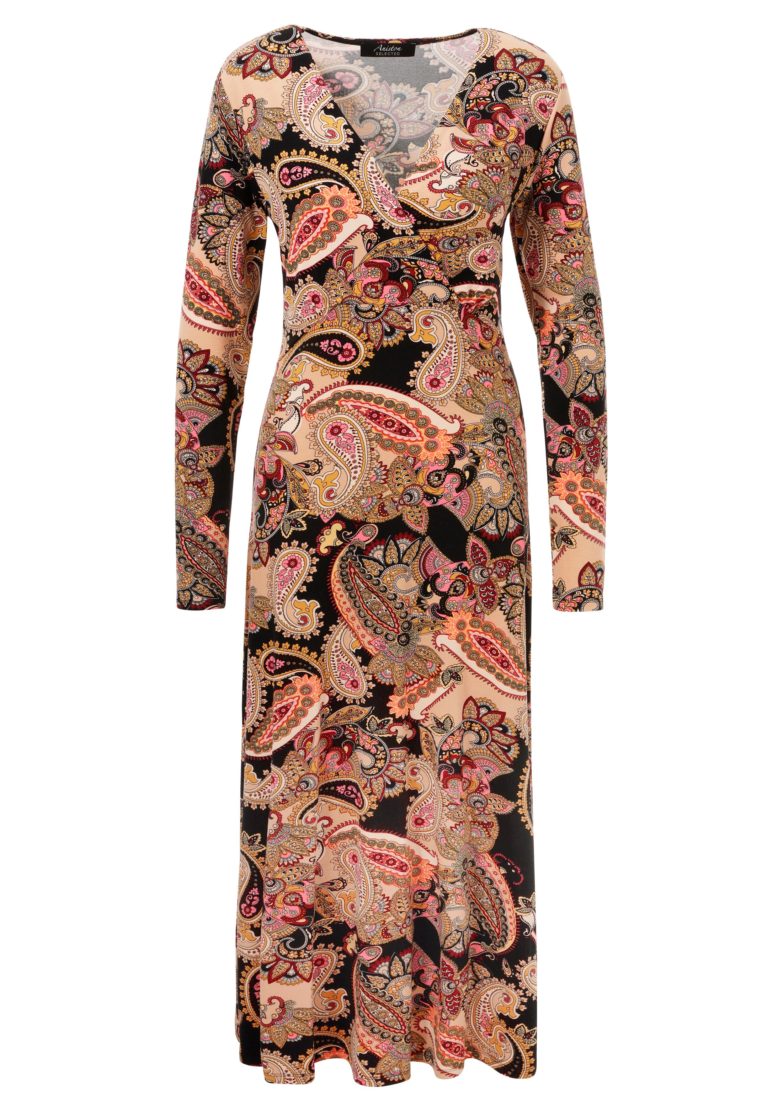 Aniston SELECTED Midikleid mit V-Ausschnitt und Wickel-Optik