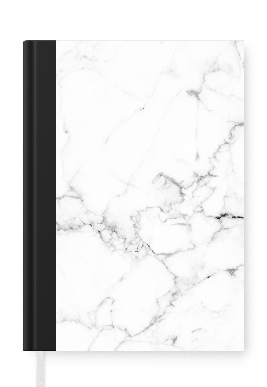 MuchoWow Notizbuch Marmor - Weiß - Grau - Luxus - Marmoroptik - Strukturiert, Journal, Merkzettel, Tagebuch, Notizheft, A5, 98 Seiten, Haushaltsbuch