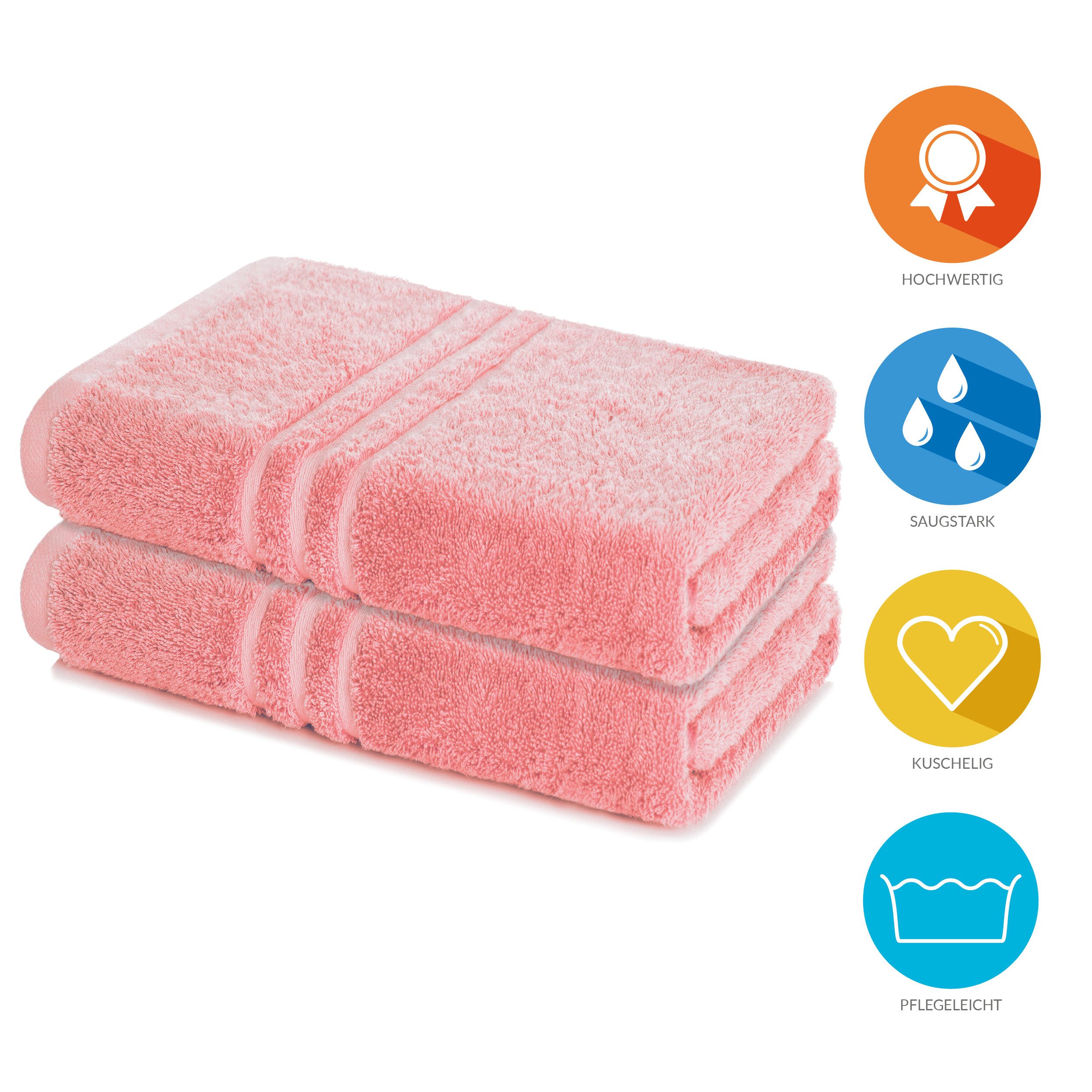 Lavea Badetuch Elena 2er Set Badetücher 100x150 cm, Duschtuch, 500 g/m² Frottier, weich & saugstark, pflegeleicht – Bild 2 von 5