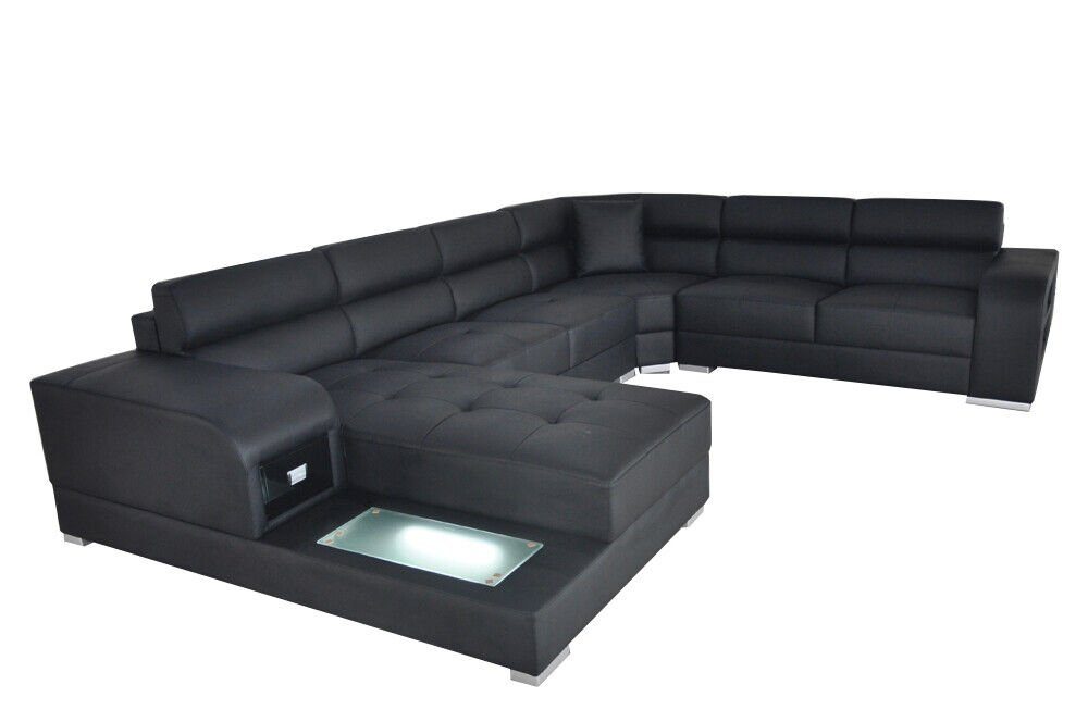 JVmoebel Ecksofa Ledersofa Couch Design Garnitur Modern Ecke Sofa U-Form mit USB