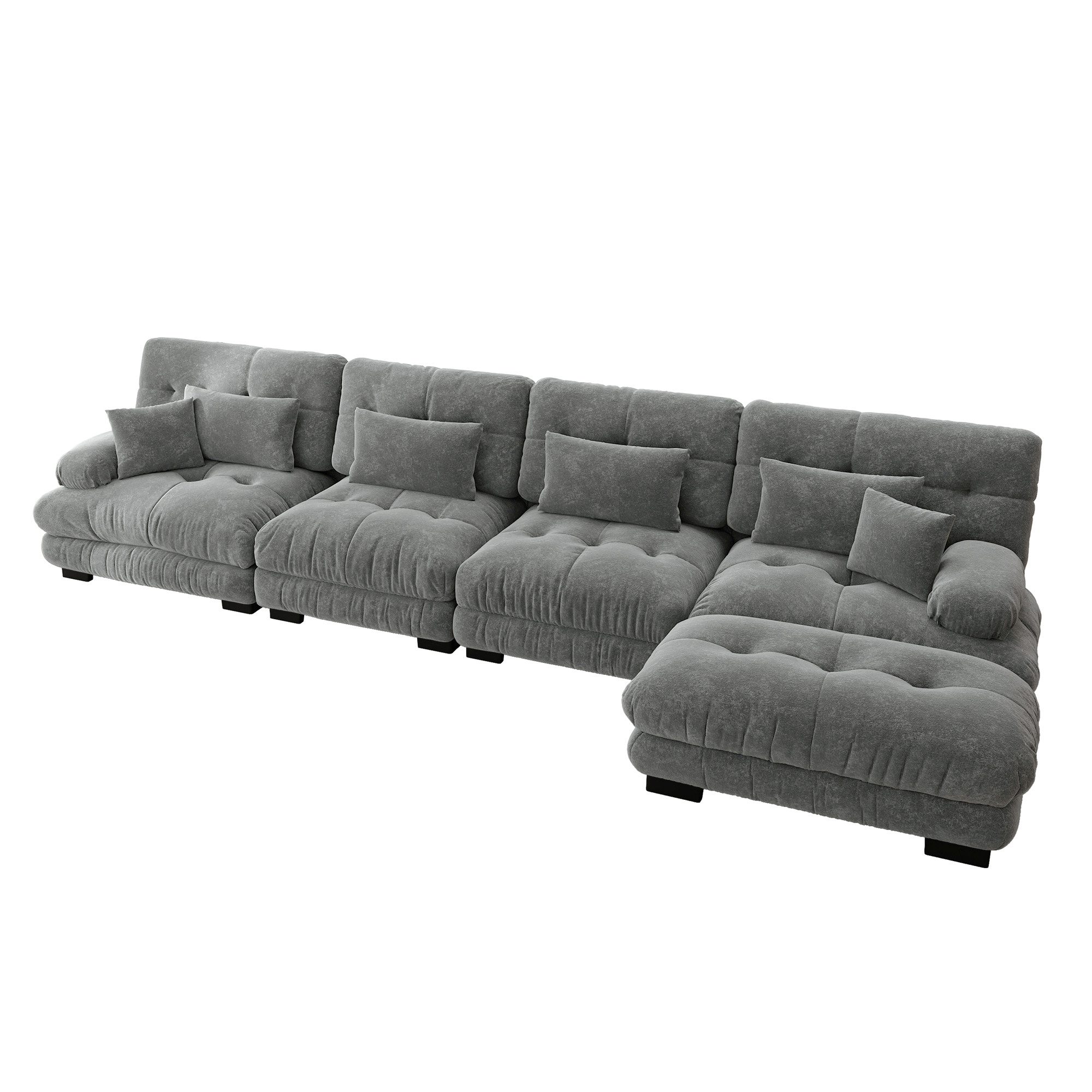 Odikalo 2-Sitzer Schlafsofa Polstersofa Ecksofa, Modulares Ecksofa, L-förmiges Couch Set für Wohnzimmer, 4-Sitzer Komfortable Cloud Couches mit beweglichem Ottoman, DIY-Kombination, Chenille