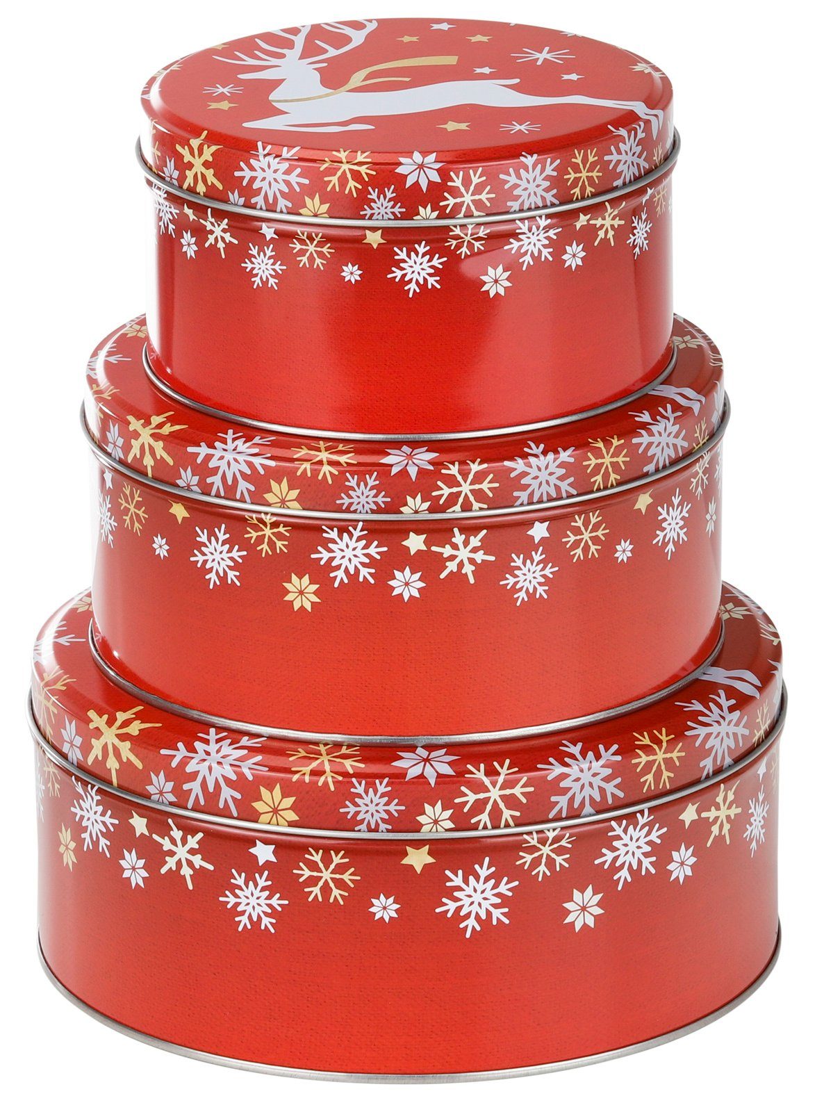 heimtexland Vorratsdose Plätzchendosen Gebäckdosen Aufbewahrung Metalldose, (Set, 3-tlg), Keksdose lebensmittelecht I luftdicht I Geschenk Weihnachten