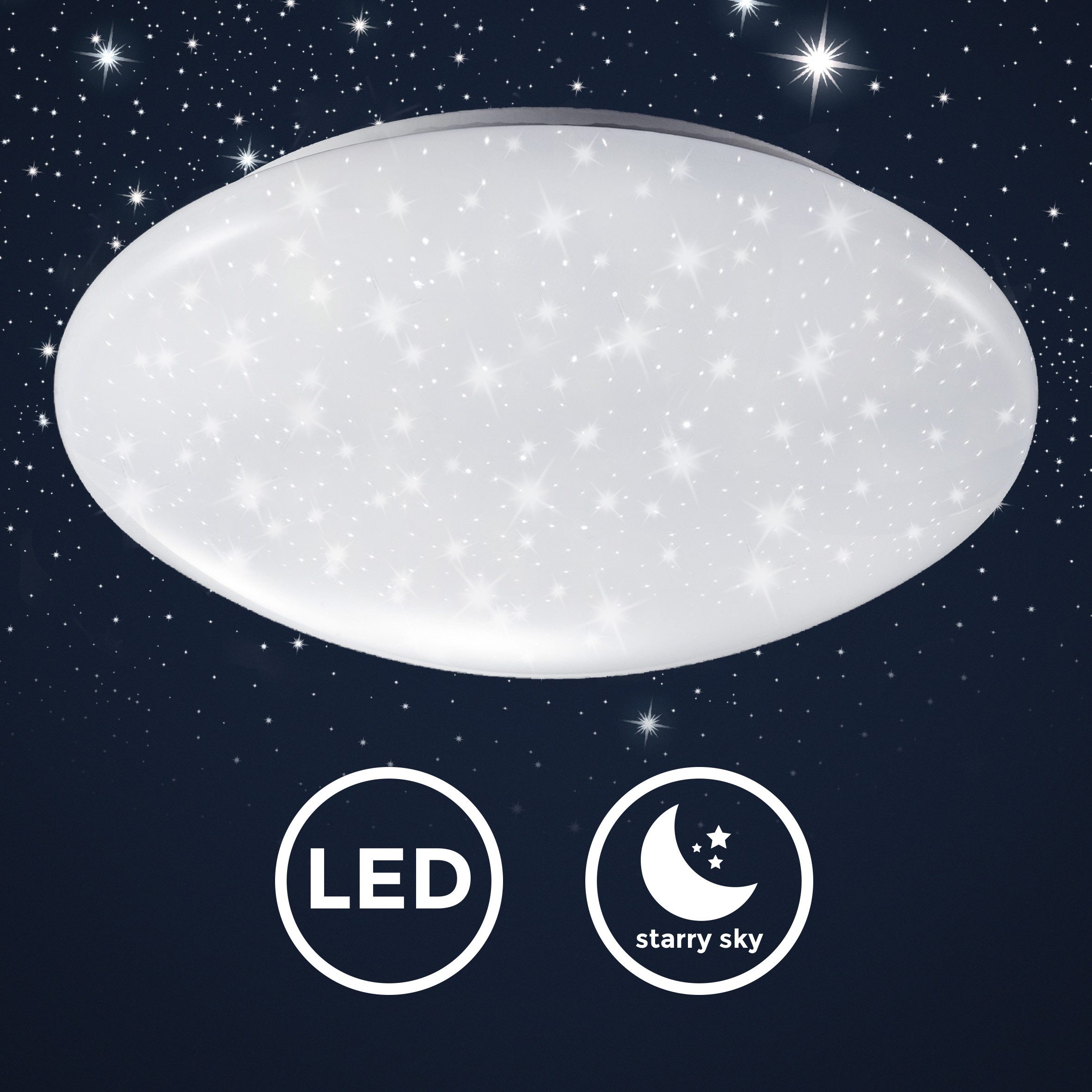 B.K.Licht Deckenleuchte LED Deckenlampe Neutralweiß Sternenhimmel 12W 28cm, Standard, LED fest integriert, Sternenhimmel neutralweiß Ø280x65mm