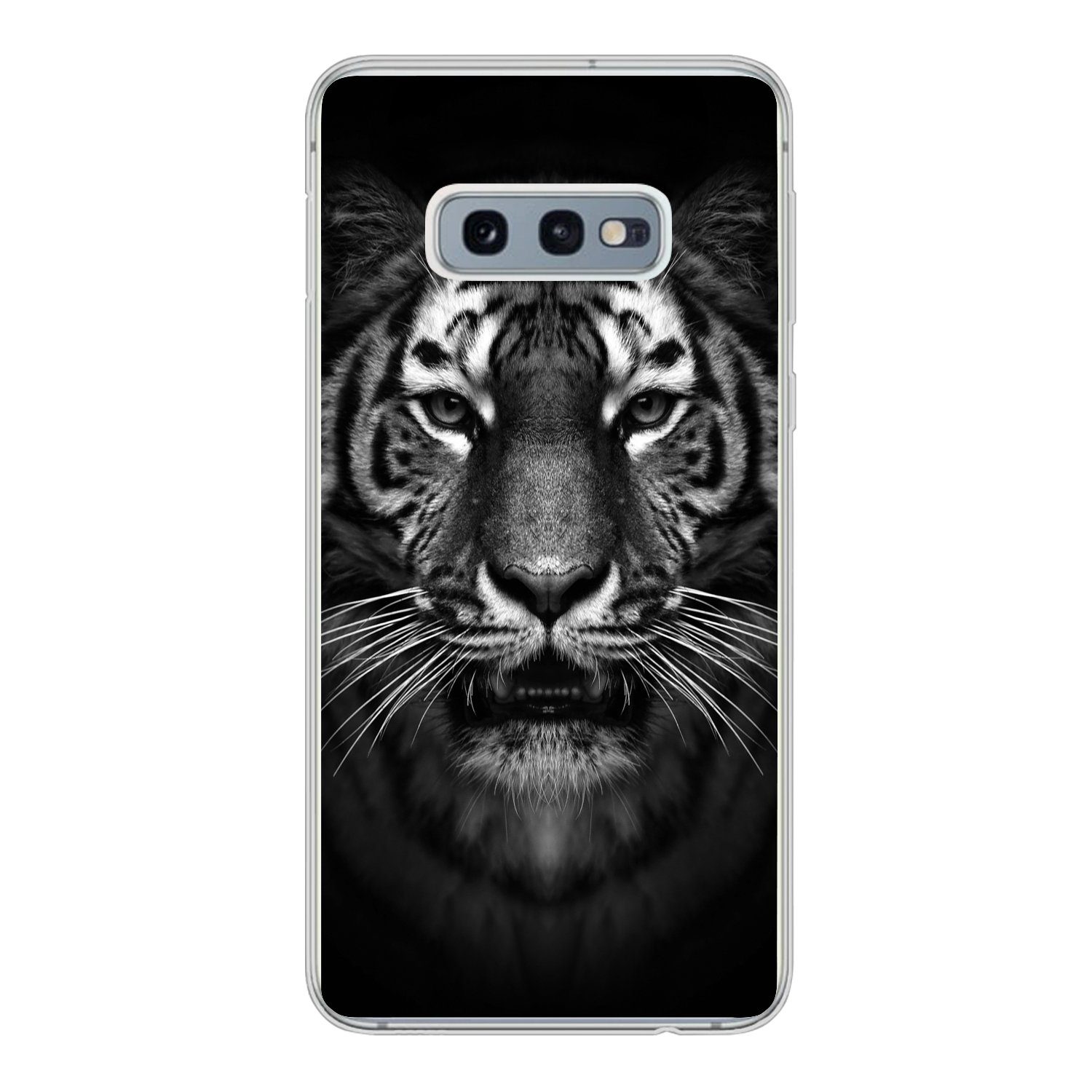 MuchoWow Handyhülle für Samsung Galaxy S10e Tiger - Tiere - Schwarz - Weiß - Porträt - Wil, Phone Case, Silikon, Schutzhülle Dünn
