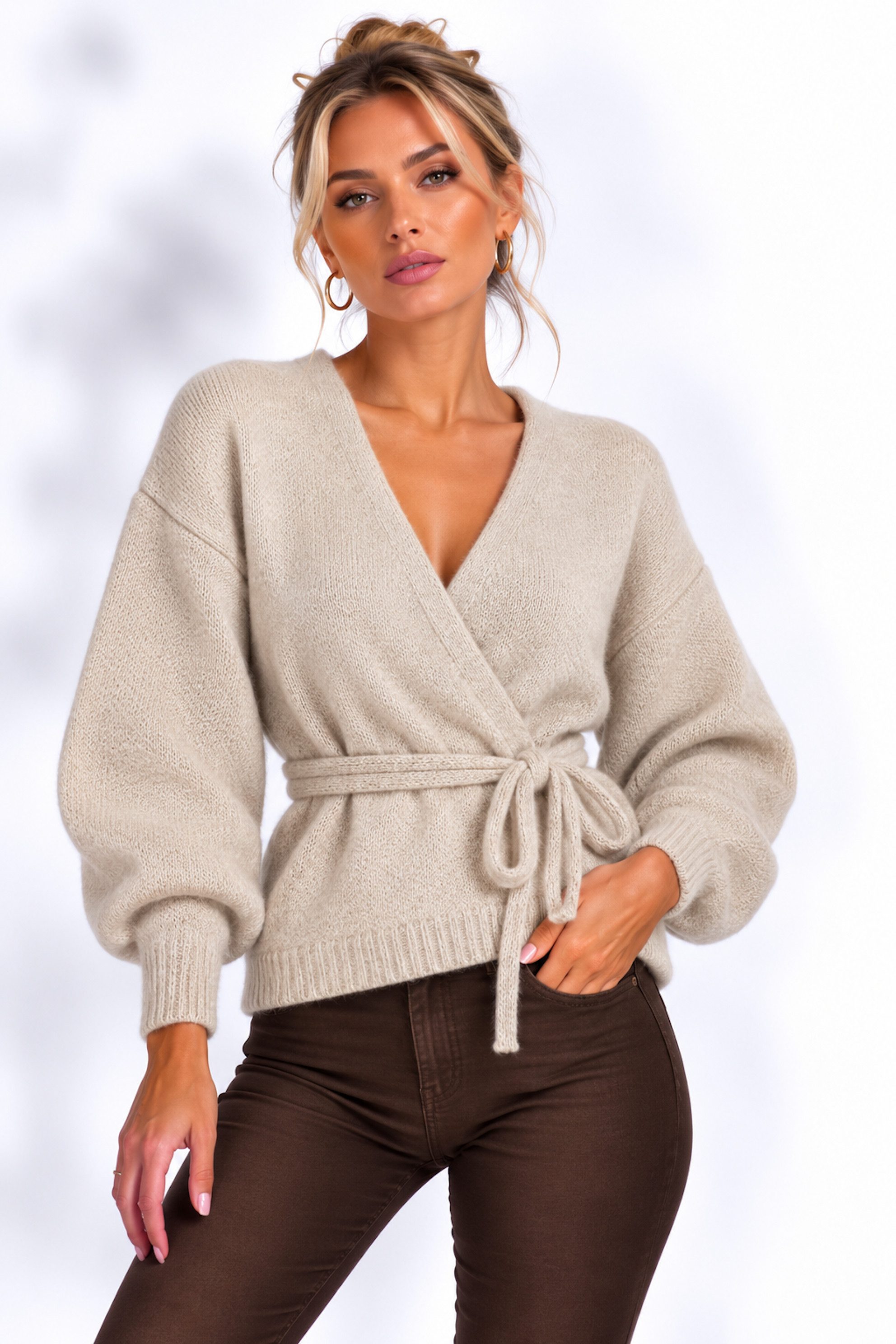 Worldclassca Cardigan Worldclassca Damen Wickelcardigan Cardigan Wickelstrickjacke Pullover Neue Kollektion - Stilvolle und gemütliche Strickmode für Damen