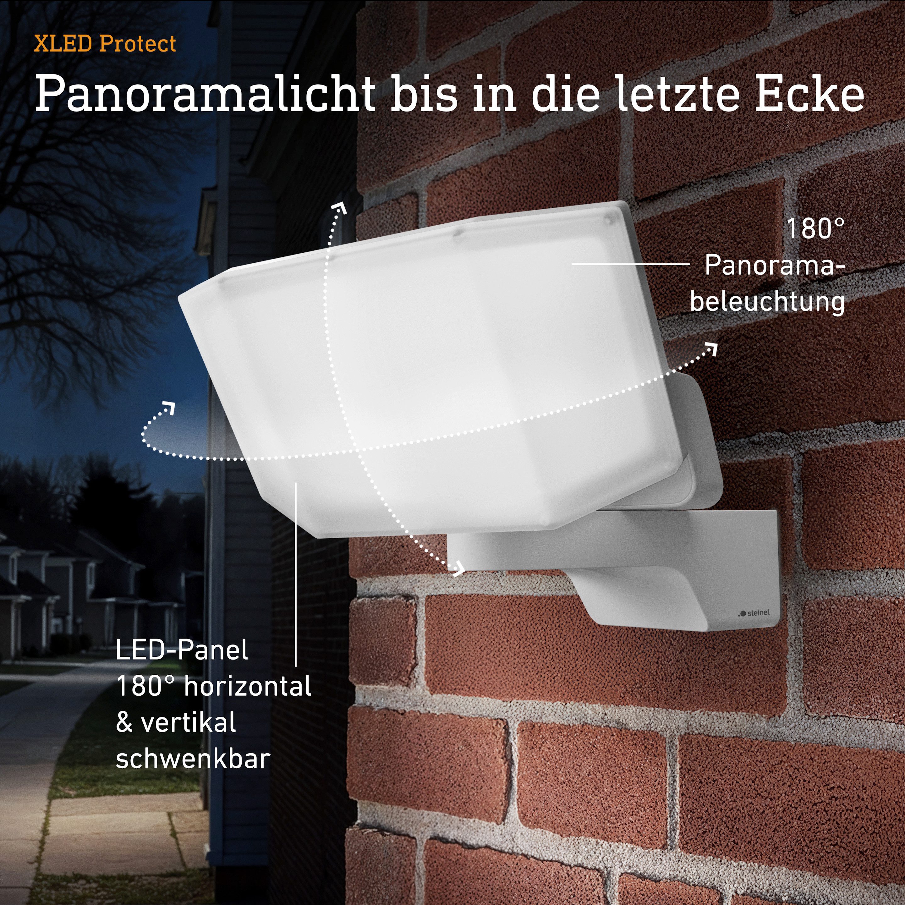 steinel LED Wandstrahler XLED Protect, ohne Bewegungsmelder, LED fest integriert, Warmweiß, LED Panel schwenkbar, 13.6 W, IP54
