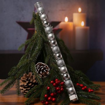 MARELIDA Weihnachtsbaumkugel Christbaumkugel bruchfest D: 3cm glänzend matt glitzernd silber 14St. (14 St)