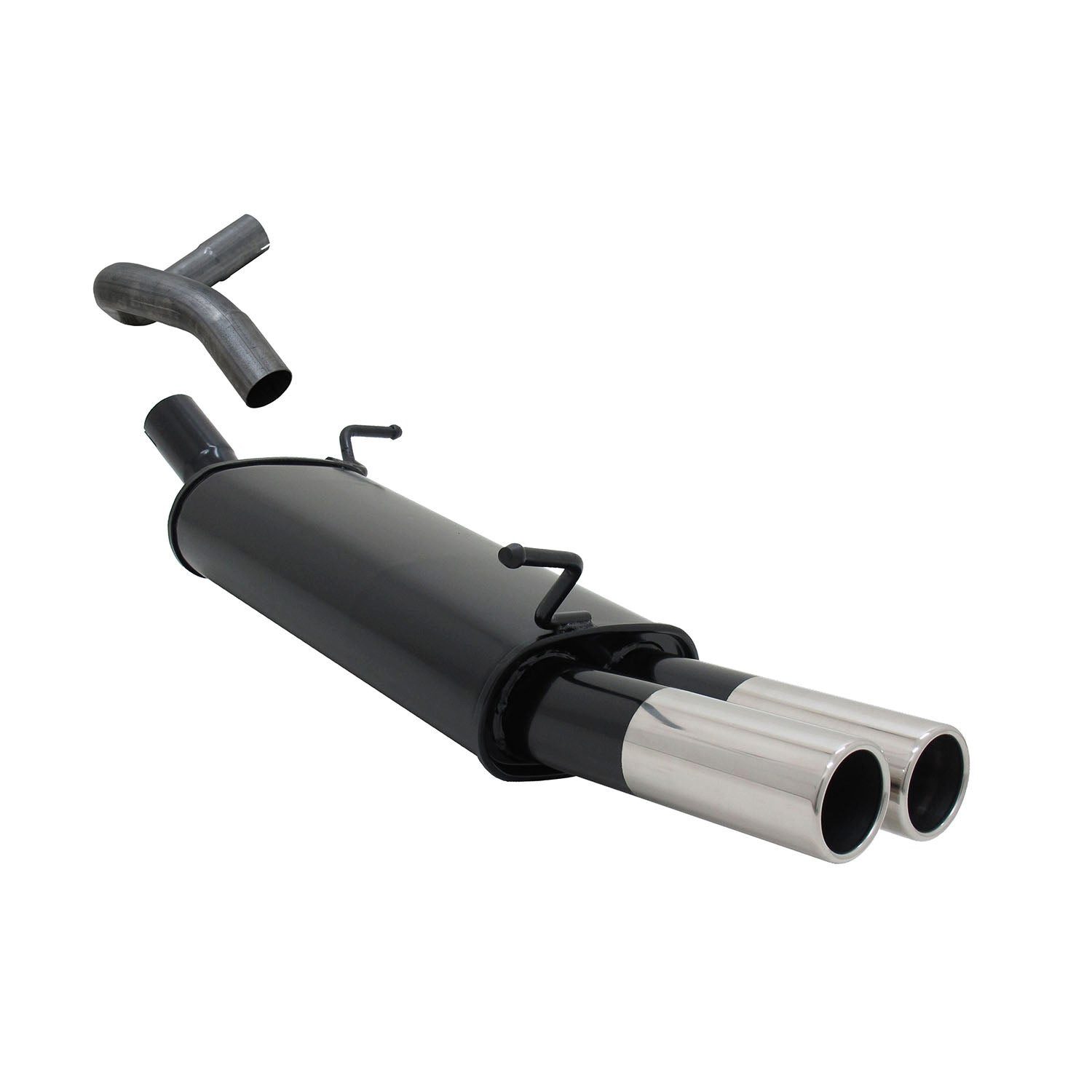 OMAC Auspuff-Flexrohr Novus Sportauspuff für Seat Ibiza 6L 2x76mm Endschalldämpfer mit ABE, (1-tlg), Leicht austauschbar - Doppelter Ausgang