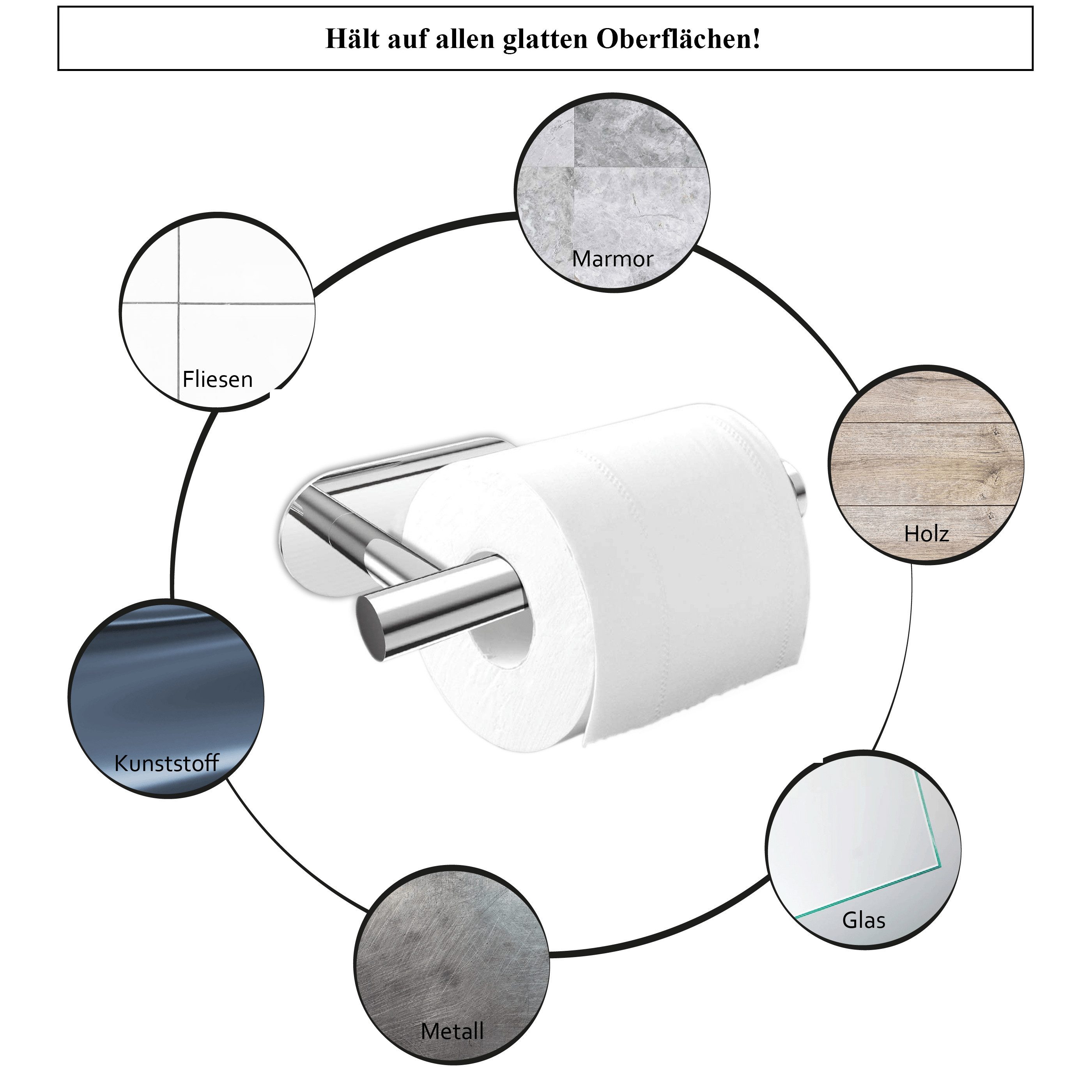 Dolvhin Toilettenpapierhalter ohne Bohren Edelstahl Klopapierhalter Selbstklebend WC Klorollenhalter (Klopapier Aufbewahrung), zum Kleben inkl. starkem 3M Klebe – Bild 3 von 5