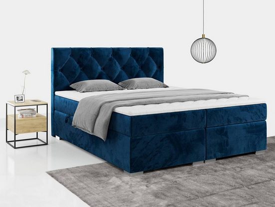 MKS MÖBEL Boxspringbett ALDA 180x200 cm Kunstleder - Einrichtungsbeispiel