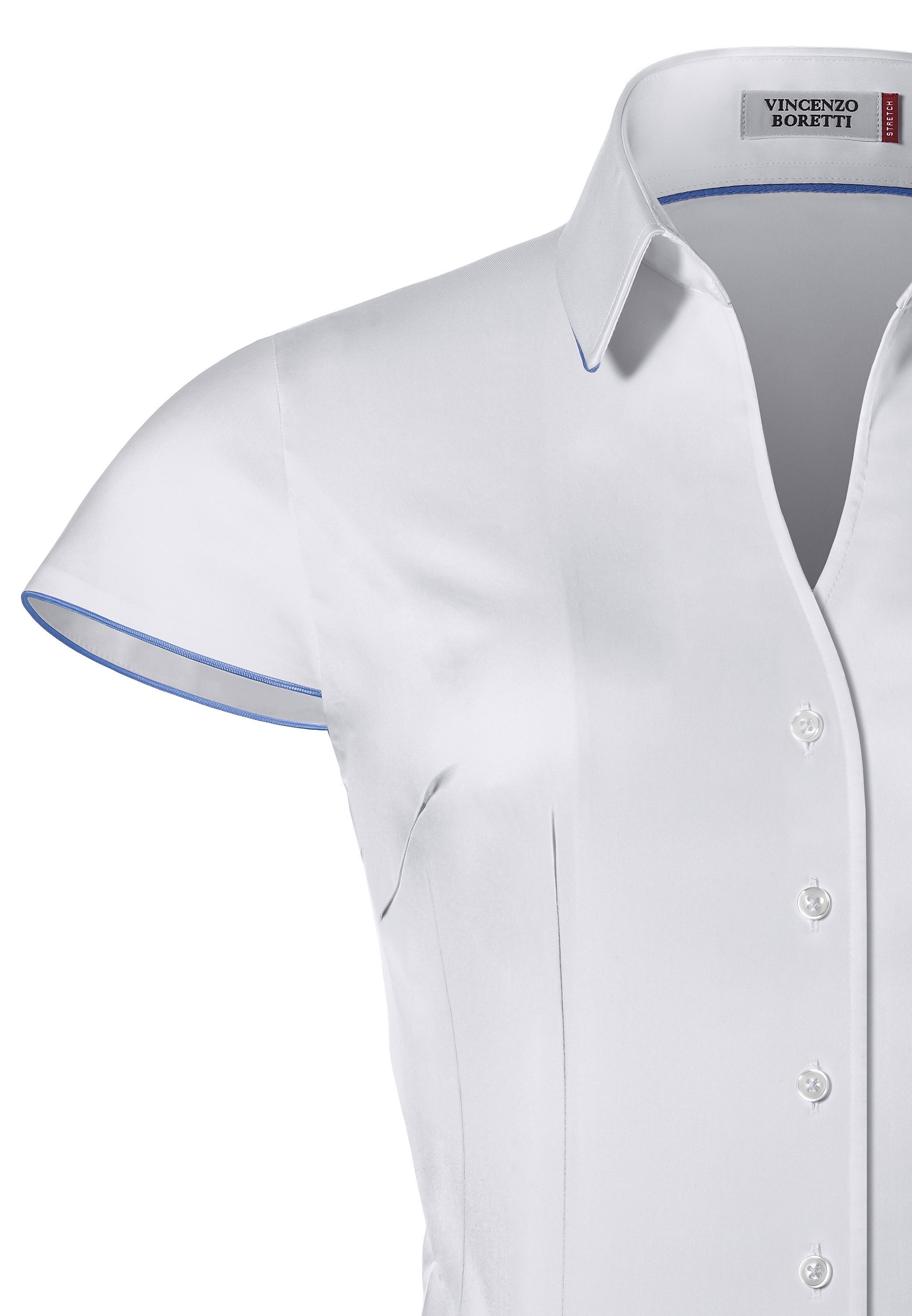 Vincenzo Boretti Klassische Bluse tailliert stretch Kurzarm