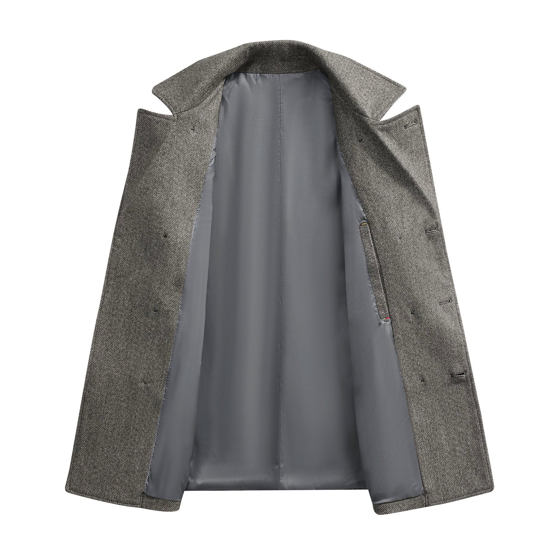 Allthemen Kurzmantel mit Reverskragen Wintermantel Twill Regular Fit Wollmantel