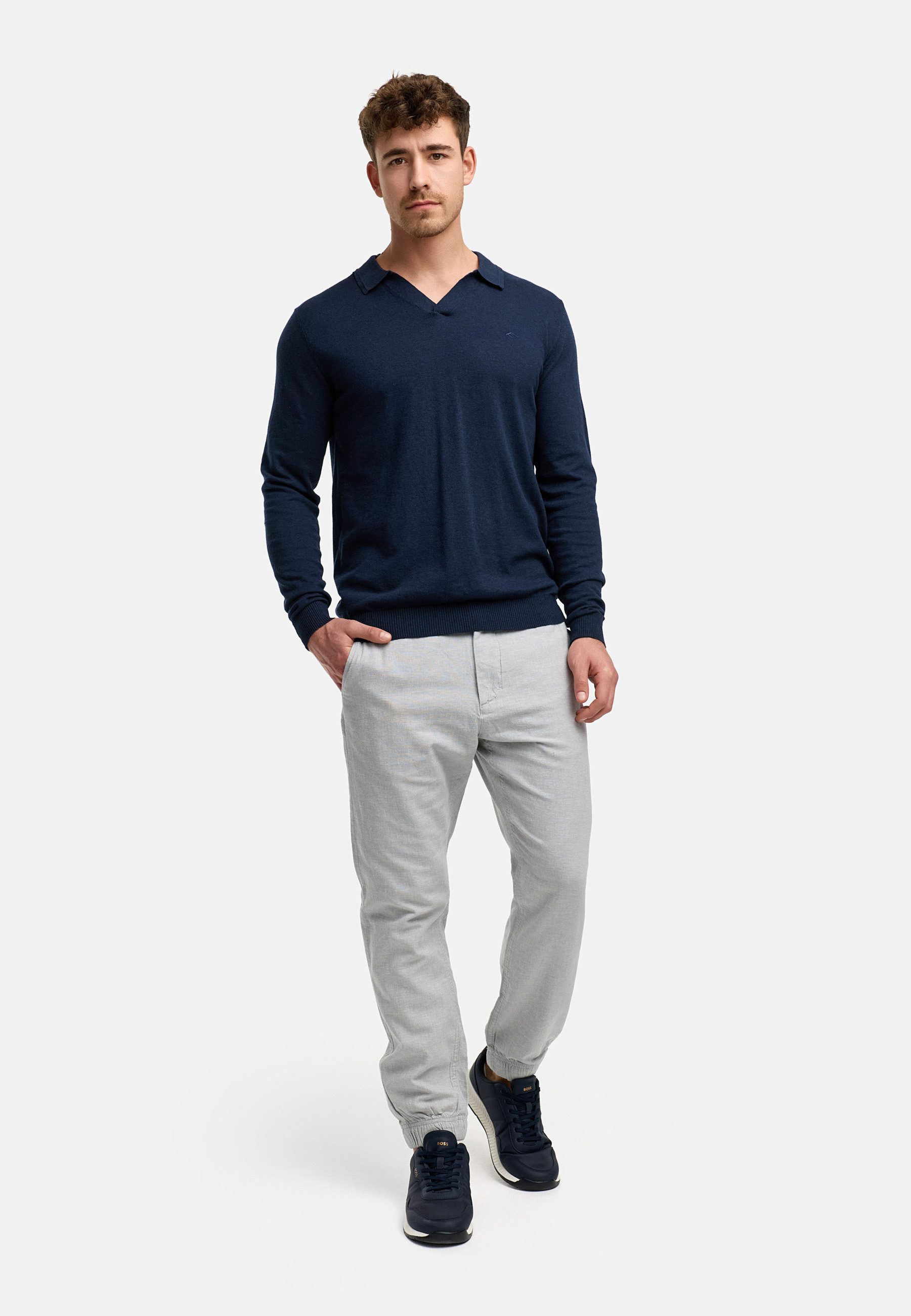 Indicode Leinenhose Herren Blnda Sommerhose Leinen Herrenhose samt dekorativem Gürtel aus Kordeln