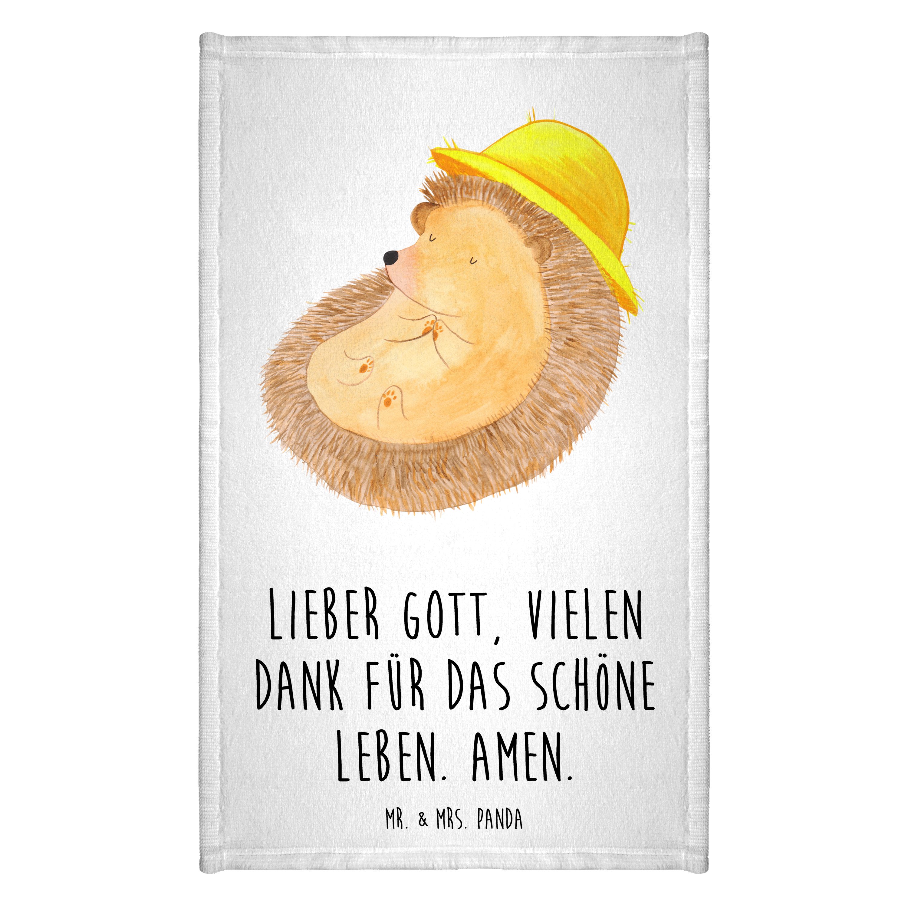 Handtuch Igel Beten - Weiß - Geschenk, Gästetuch, genießen, Frottier, Gute Lau