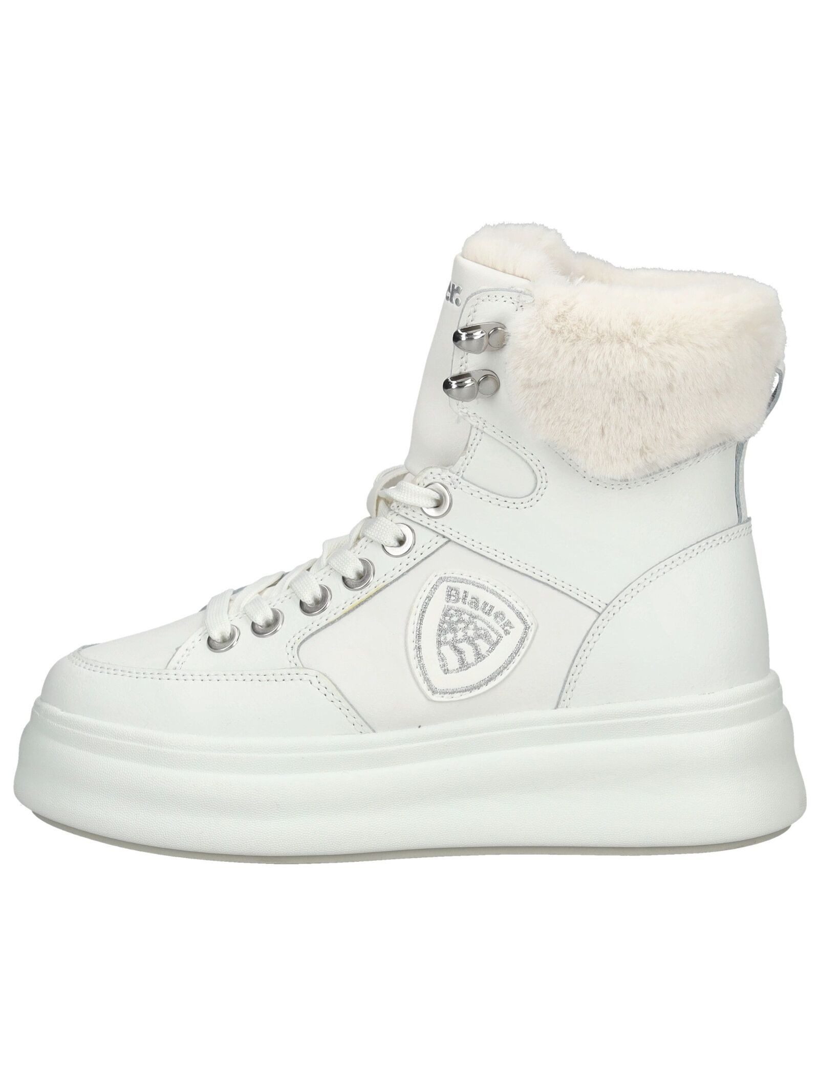 Blauer Stiefelette Leder/Synthetik . Schnürstiefelette günstig online kaufen