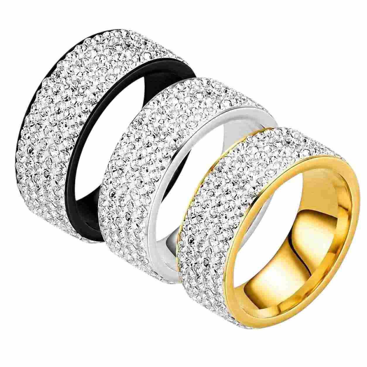 Taffstyle Fingerring Kristallring Edelstahlring Glitzerring Fingerring Ring mit Kristallen (Funkelnder Kristallring – ideale Geschenkidee zum Geburtstag, Valent – Bild 2 von 5