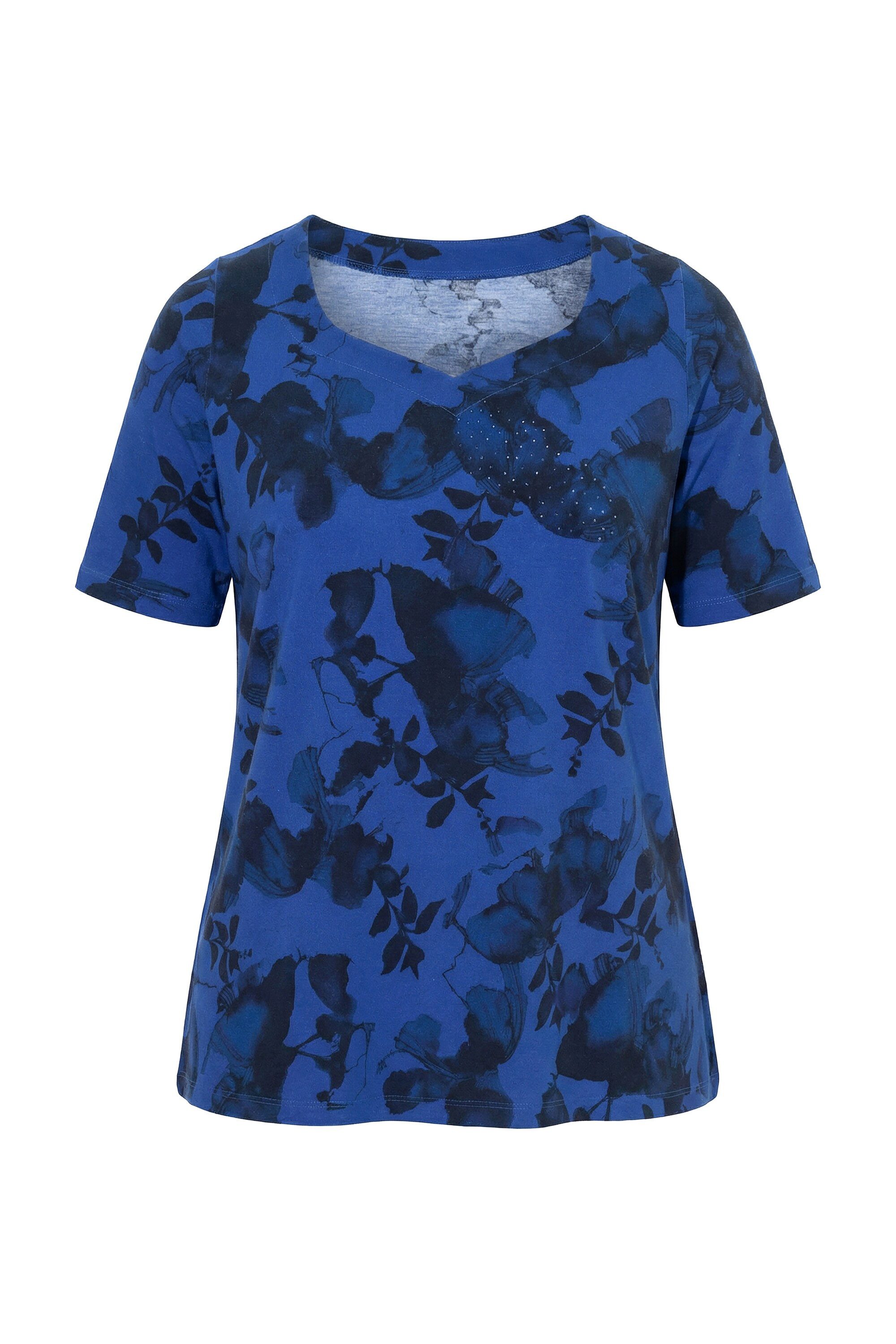 Ulla Popken T-Shirt T-Shirt A-Linie Herzausschnitt Halbarm Pima Cotton