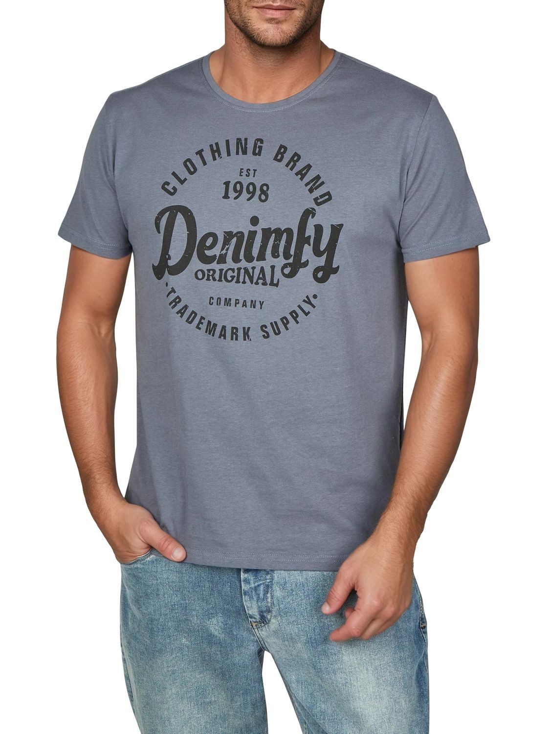 DENIMFY T-Shirt Herren Printshirt DFNuri Regular Fit (Vorteilspack, 4-tlg) Kurzarm Tee Shirt mit Rundhalsausschnitt aus 100% Baumwolle – Bild 2 von 5