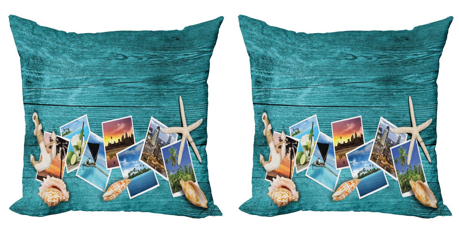 Kissenbezüge Modern Accent Doppelseitiger Digitaldruck, Abakuhaus (2 Stück), Collage Marine Reisen Fotos