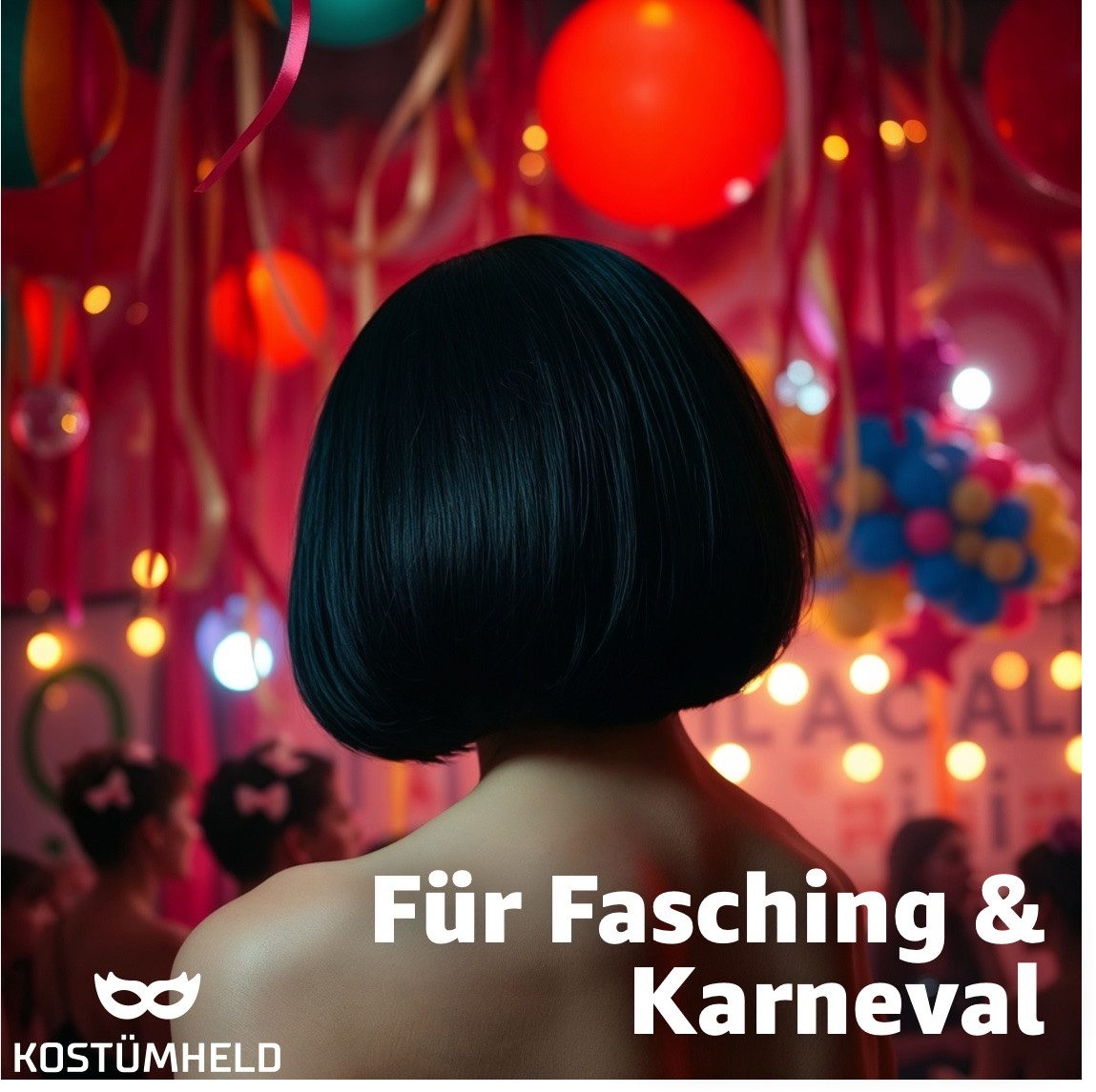 TK Gruppe Kostüm-Perücke Bob Wig Kurzhaarperücke Retro – für Fasching & Karneval