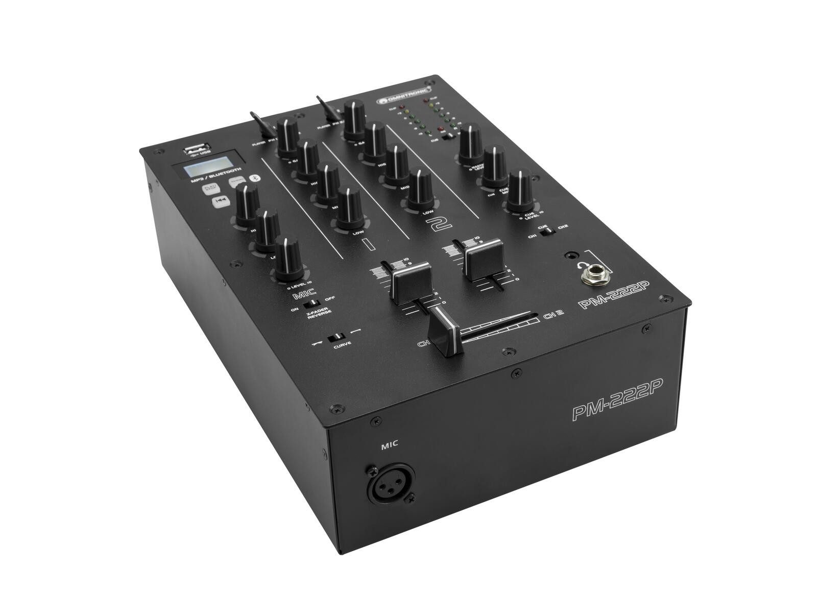 Mischpult OMNITRONIC PM-222P 2-Kanal-DJ-Mixer mit Player