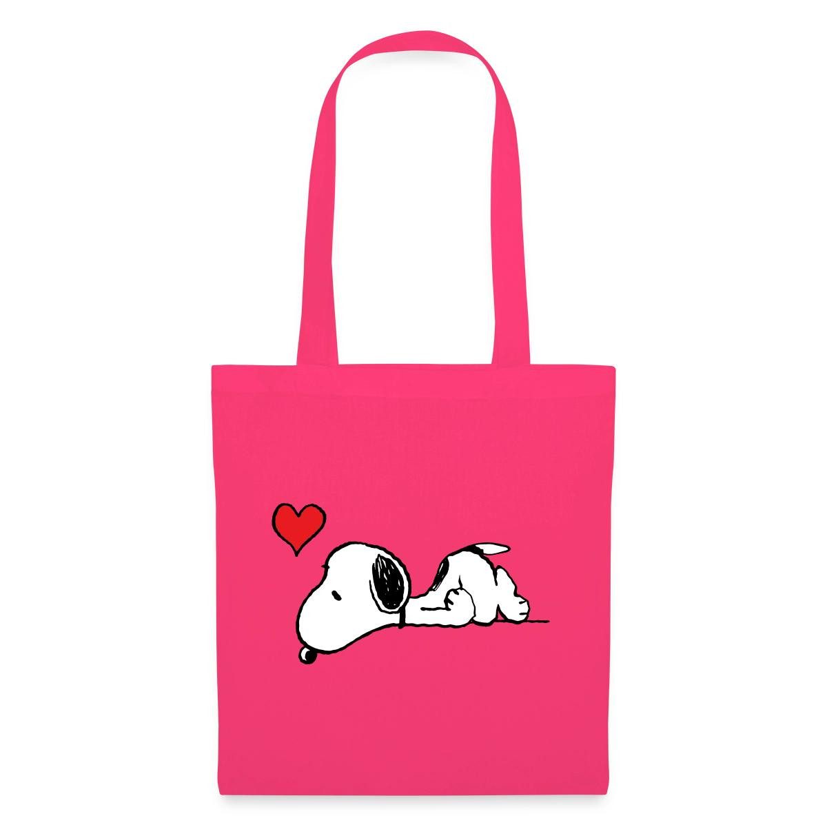 Spreadshirt Henkeltasche Peanuts Snoopy Liebe Herz Love Stoffbeutel (1-tlg)