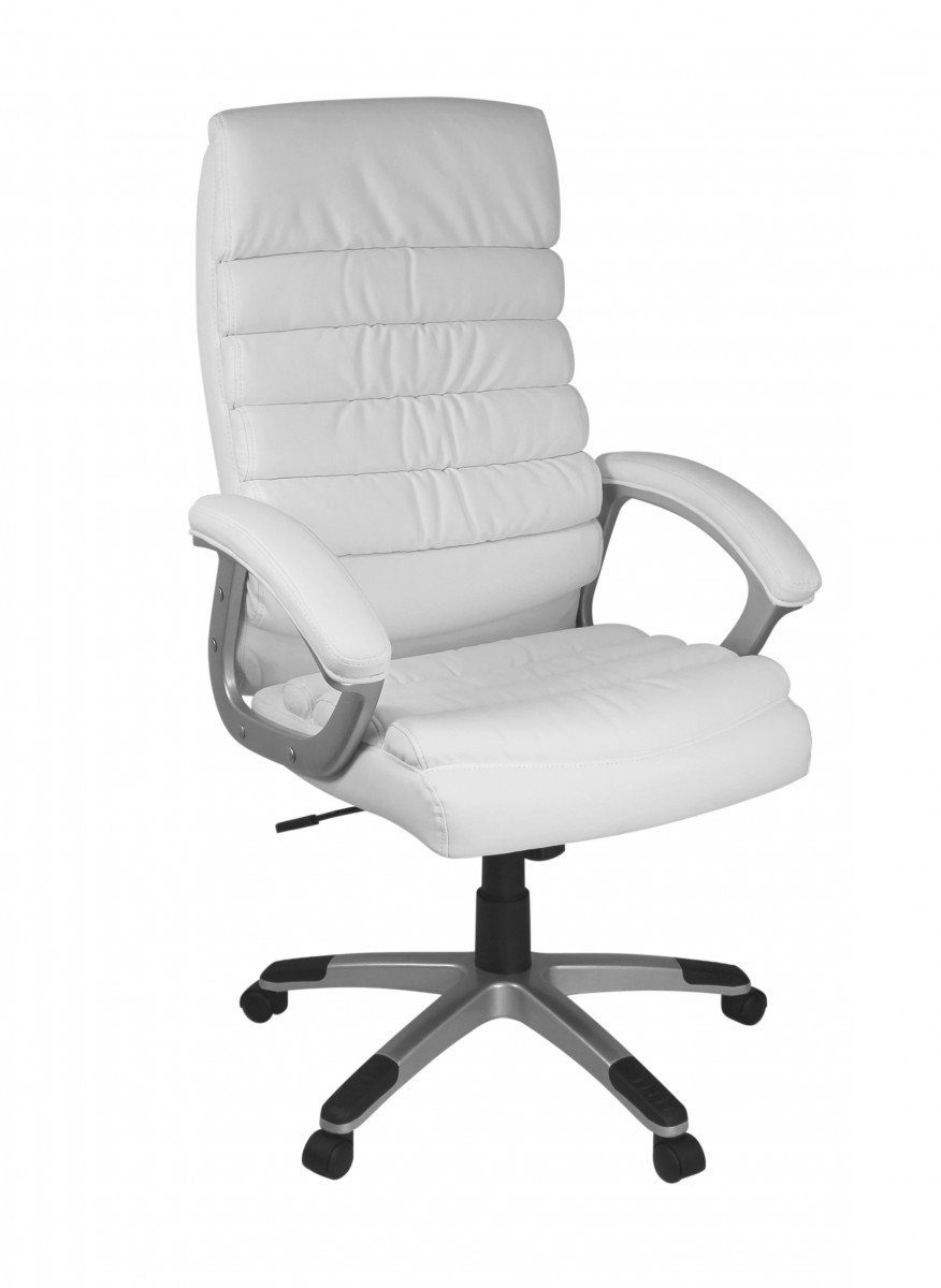 FINEBUY Schreibtischstuhl SuVa1086_1 (Kunstleder Weiß, Bürostuhl XXL 120 kg Modern), Schreibtischstuhl Drehbar, Drehstuhl mit Armlehne Weiß | Weiß