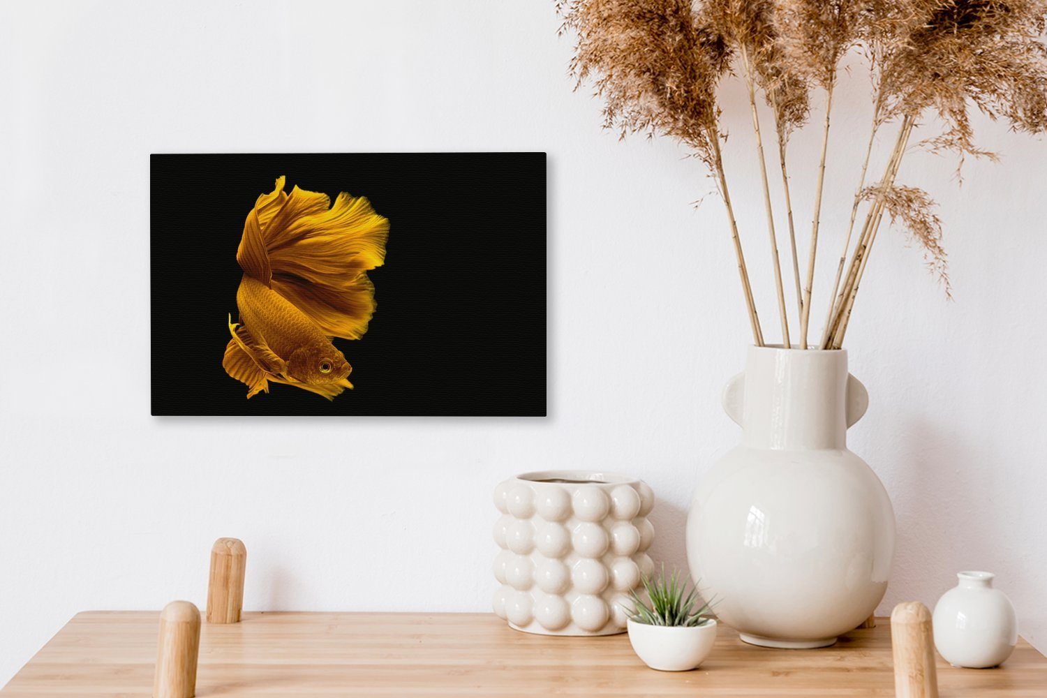 OneMillionCanvasses® Leinwandbild Fische - Tiere cm St), Aufhängefertig, Wandbild Gold, Wasser Leinwandbilder, - - (1 Wanddeko, 30x20