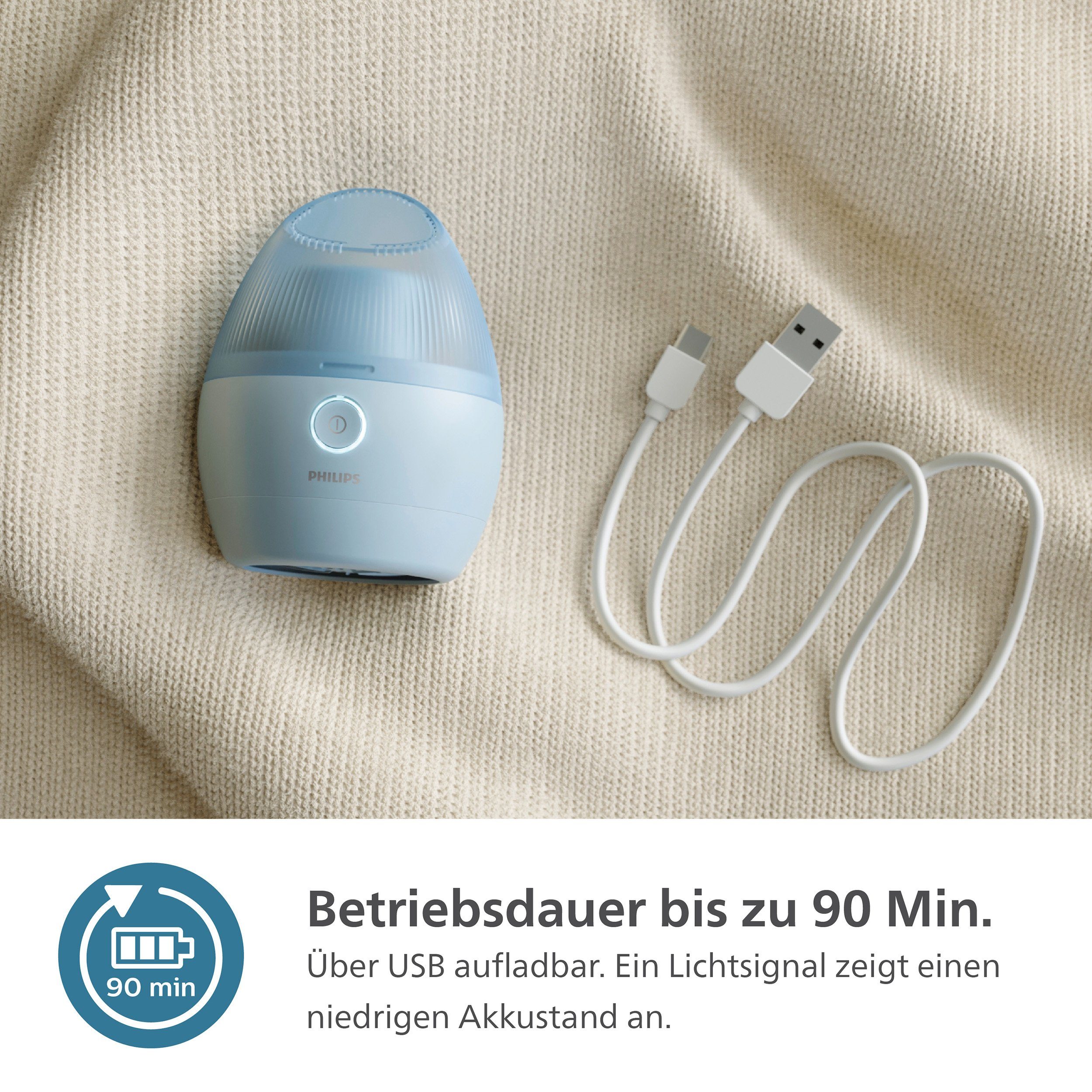 1000 mit Reinigungsbürste inkl. 90 Akkulaufzeit, Fusselrasierer USB-Ladekabel Minuten & Series GCA2100/20, Philips