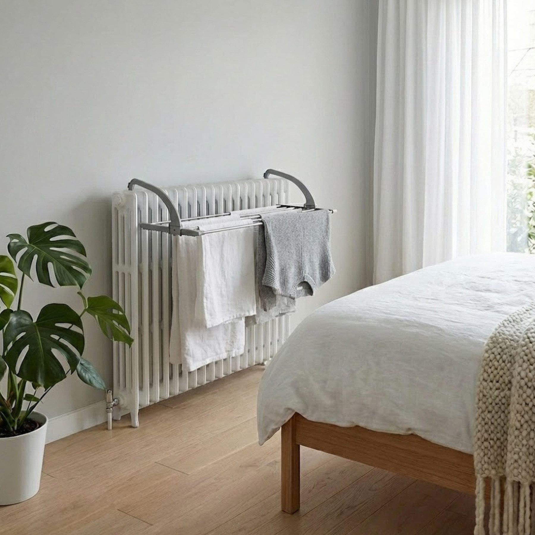 NUXIO Wäscheständer Wäscheständer für den Balkon, 41-104 cm, HENG, 2in1