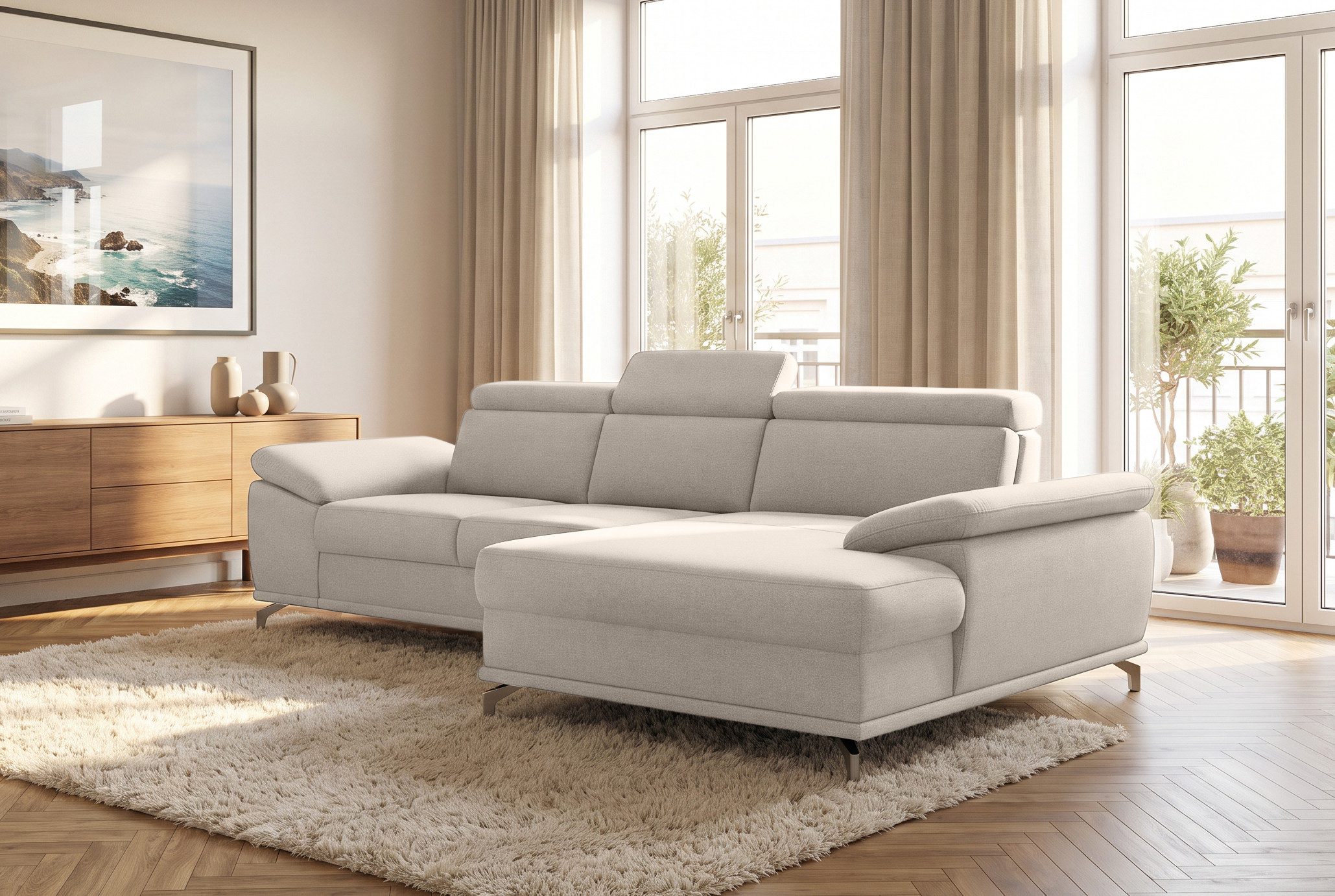 sit&more Ecksofa Cabrio L-Form, B: 295 cm, mit Sitztiefen-, Arm- & Kopfteilverstellung, 2 Nierenkissen, Federkern, mit Schlaffunktion und …