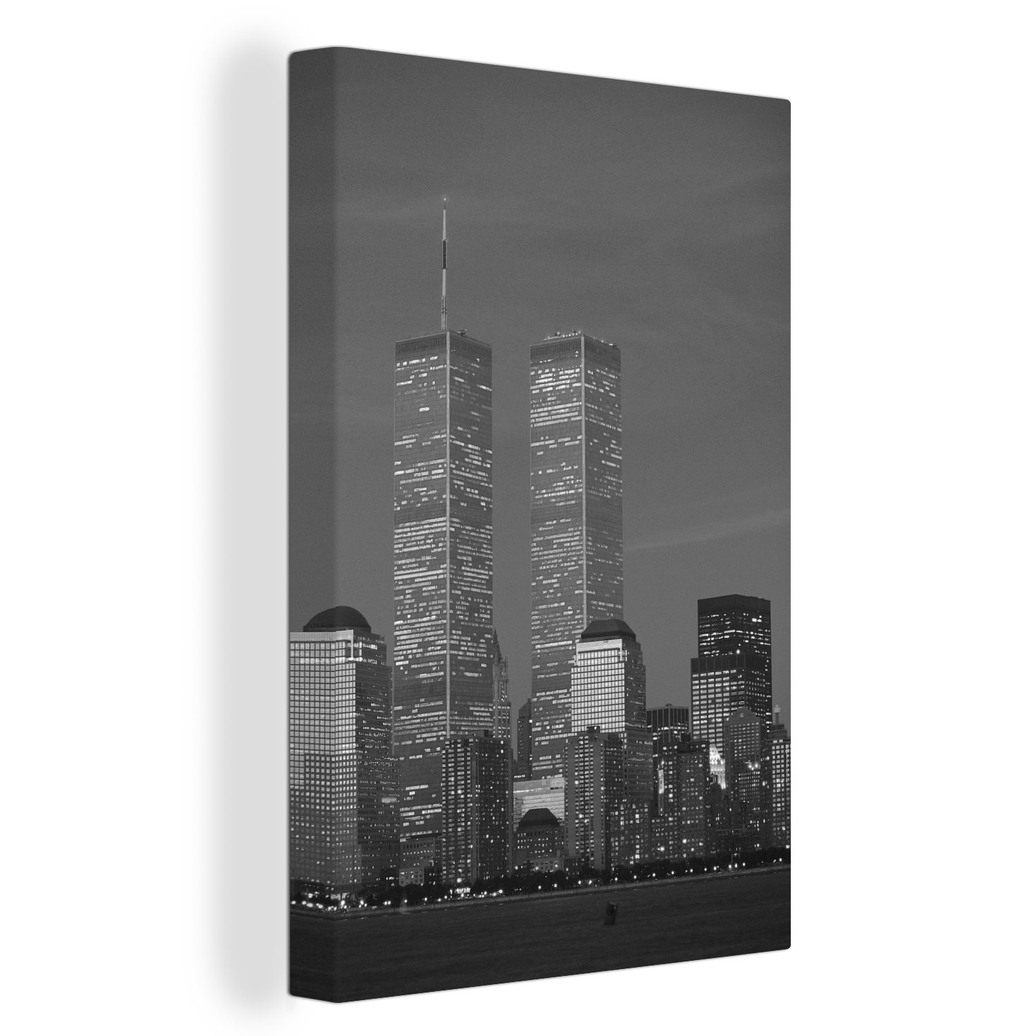OneMillionCanvasses® Leinwandbild World Trade Center - Abend - Schwarz - Weiß, Fotodruck (1 St), Leinwand Canvas Wandbild, Wanddekoration 20x30 cm