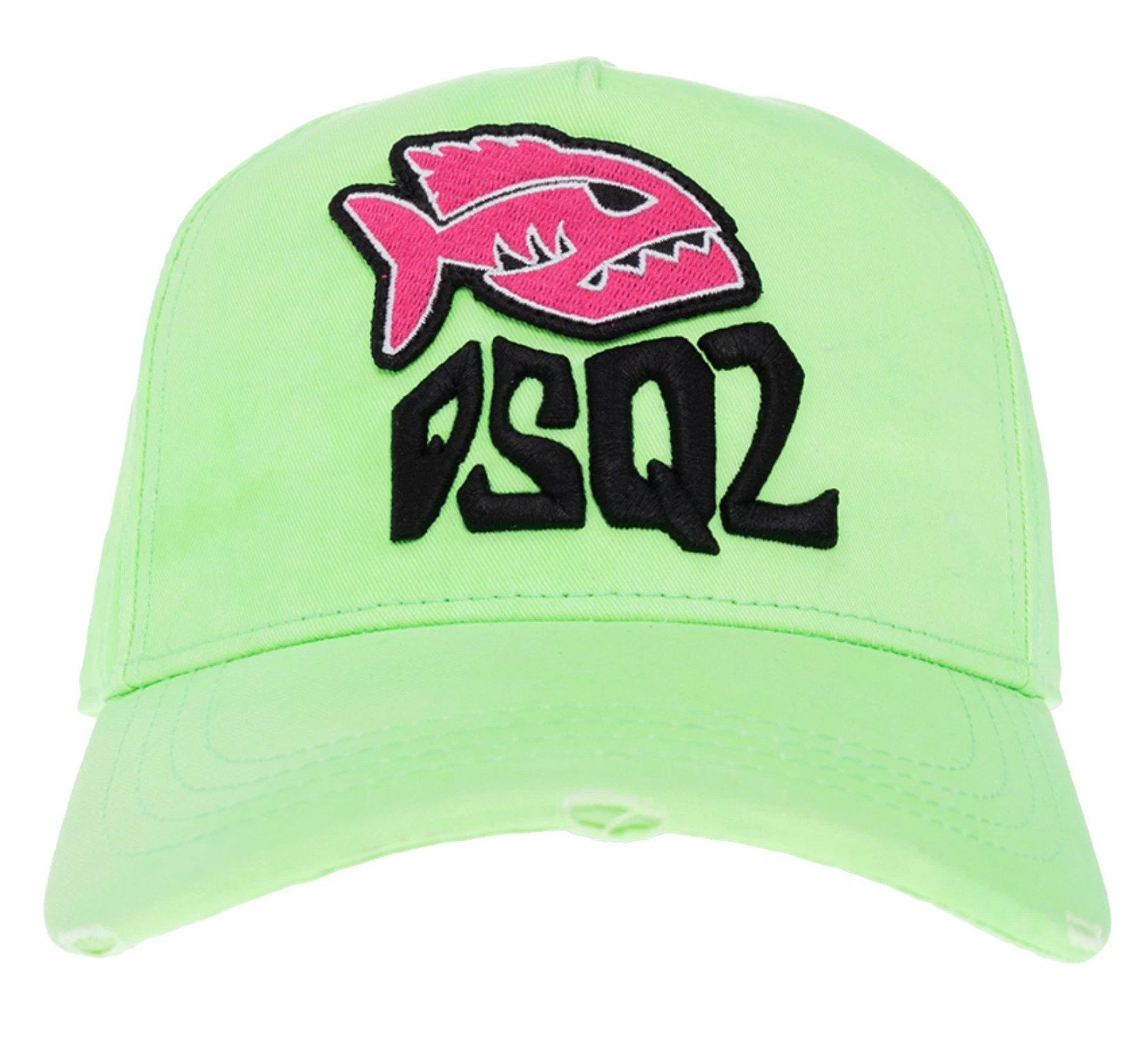 Dsquared2 Baseball Cap Fisch-Patch Icon Kappe Mütze Trucker Cap Basebalkappe Stickerei „LEAVE IT TO THE FISH“ auf der Rückseite