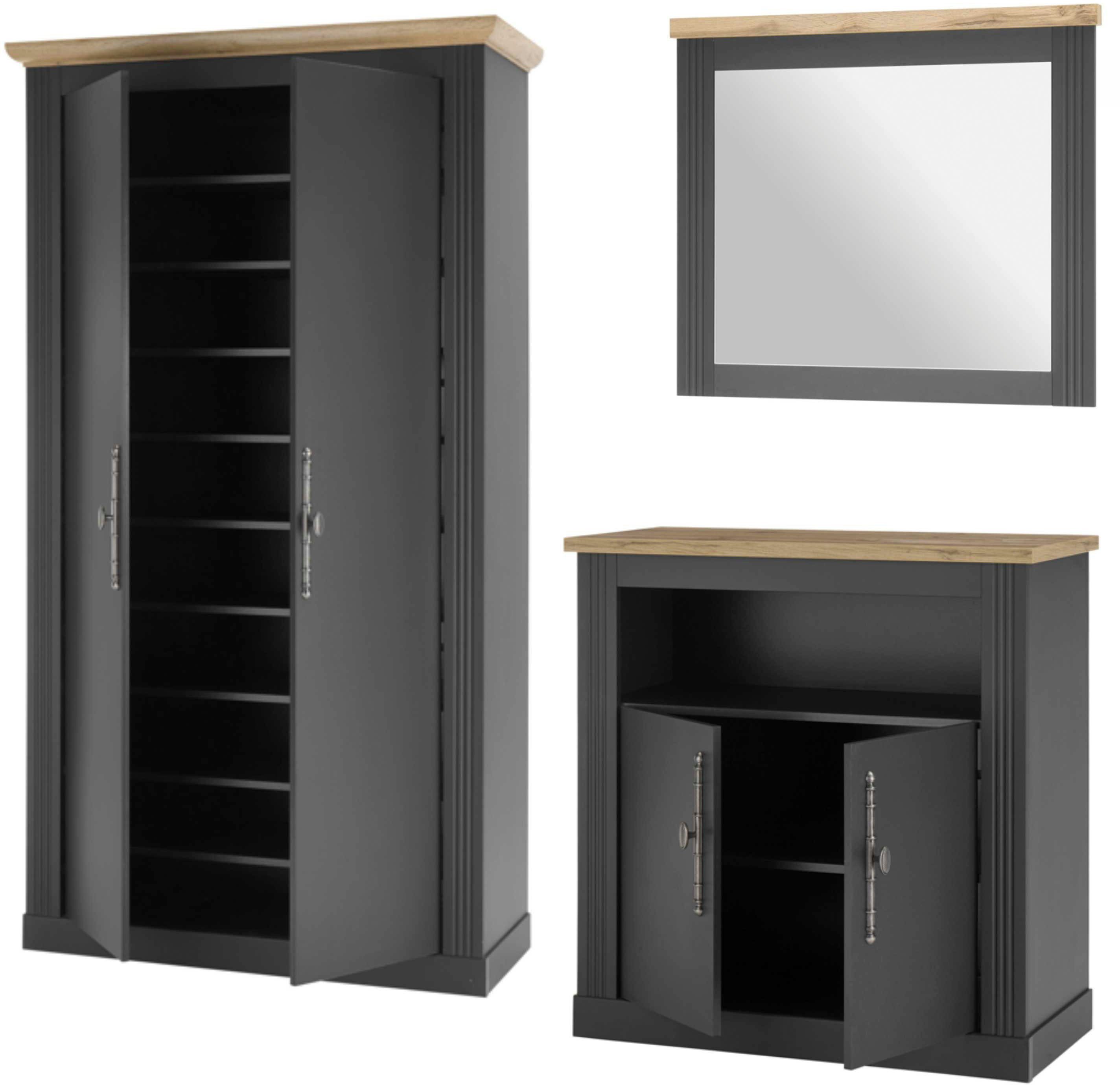 OTTO home Garderoben-Set WESTMINSTER TOPSELLER!, (3-St., Kommode, Spiegel, Garderobenschrank), im romantischen Landhausstil