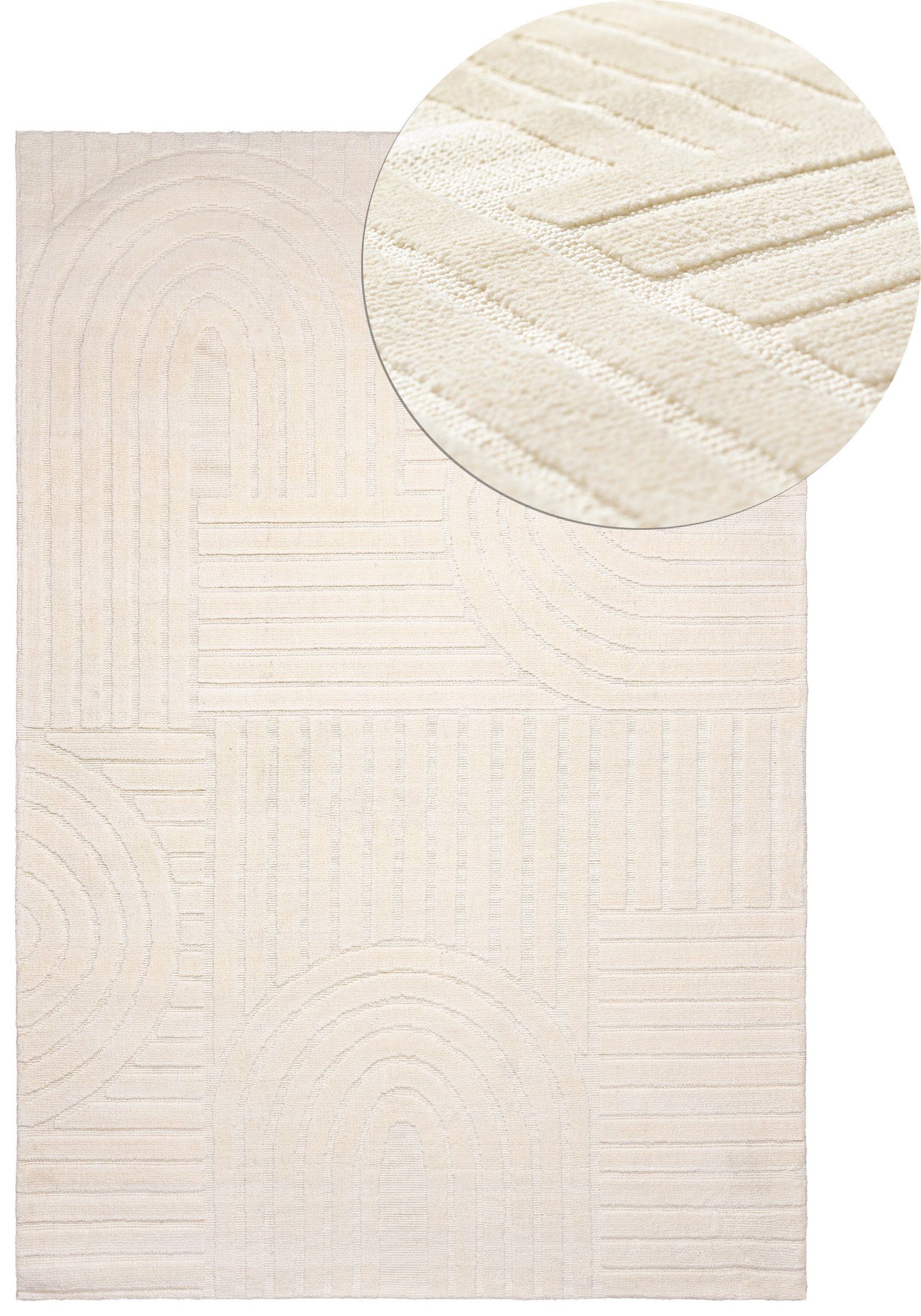 Mazovia Designteppich Teppich Japandi & Boho Stil Geometrisch 3D Effekt, 80 x 150 cm