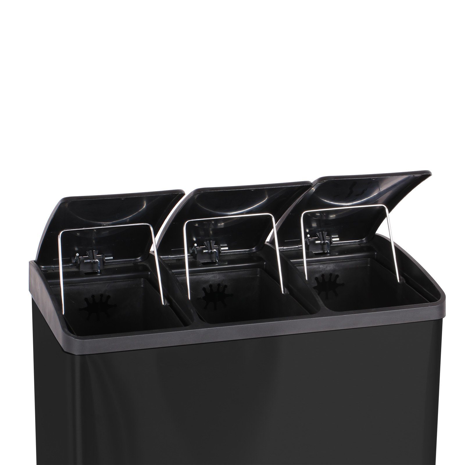 HAC24 Mülleimer Edelstahl Mülleimer Küche Abfalleimer Abfallsammler Müllbehälter, Schwarz Matt, 3x 12 Liter Inneneimer