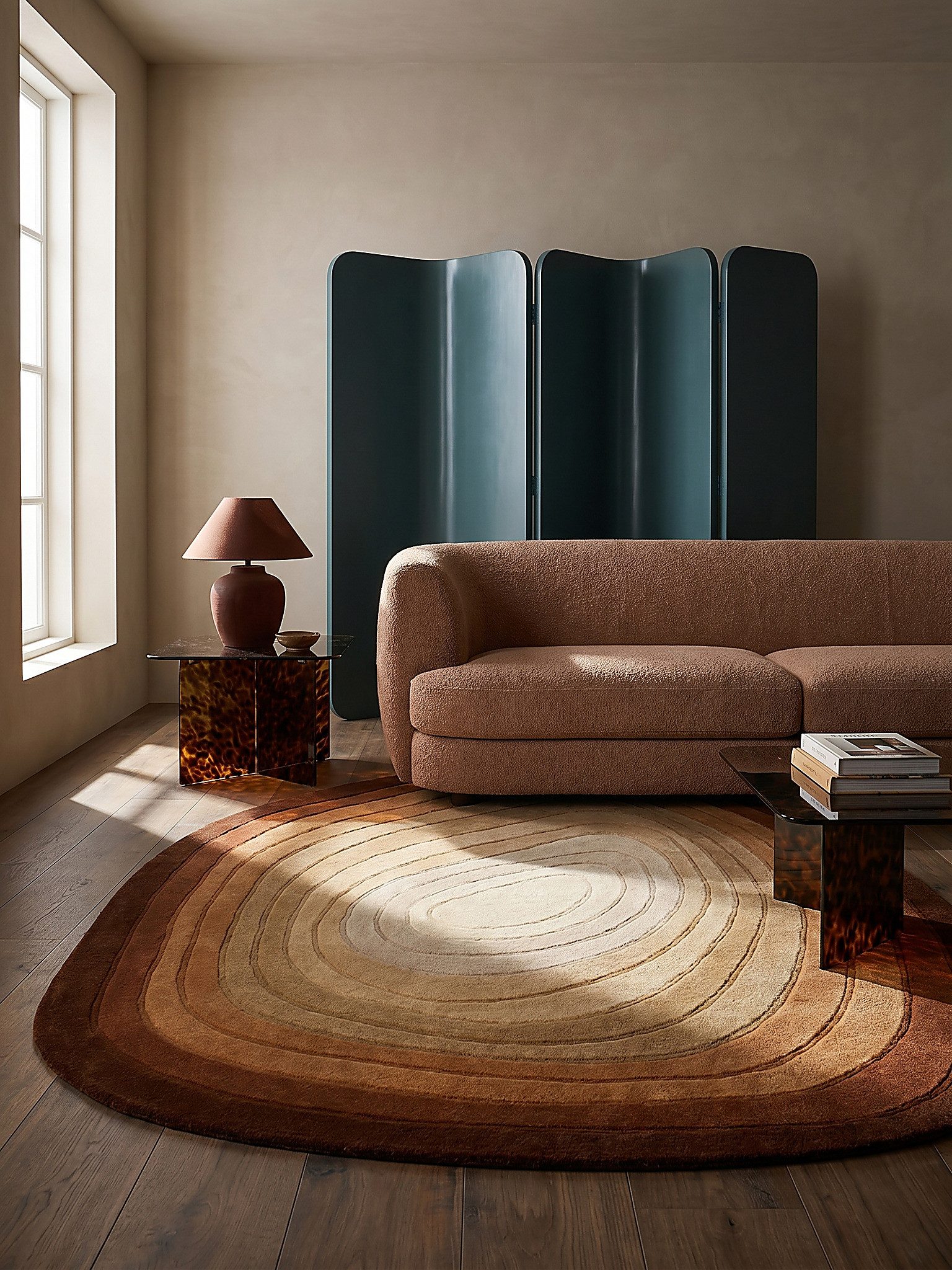 KADIMA DESIGN Wollteppich PARRET Designerteppich weich edel robust Wohnzimmer 160x230 Terrakotta, Oval, Höhe: 15 mm, 100% Wolle, 11 mm Mittelflor, fußbodenheizungsgeeignet, hochwertig