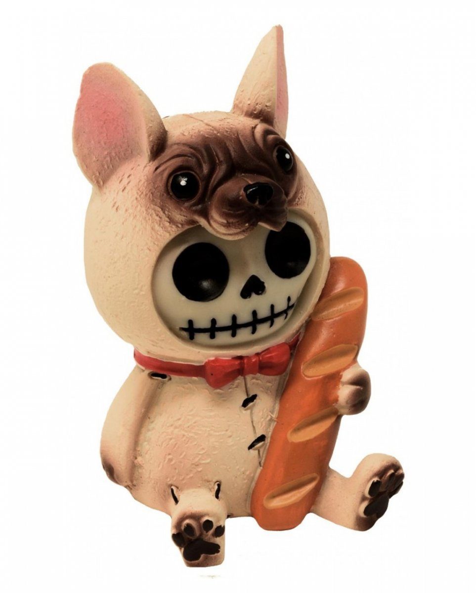 Horror-Shop Dekofigur Kleine French Furrybones Bulldog Figur - Skelettfi