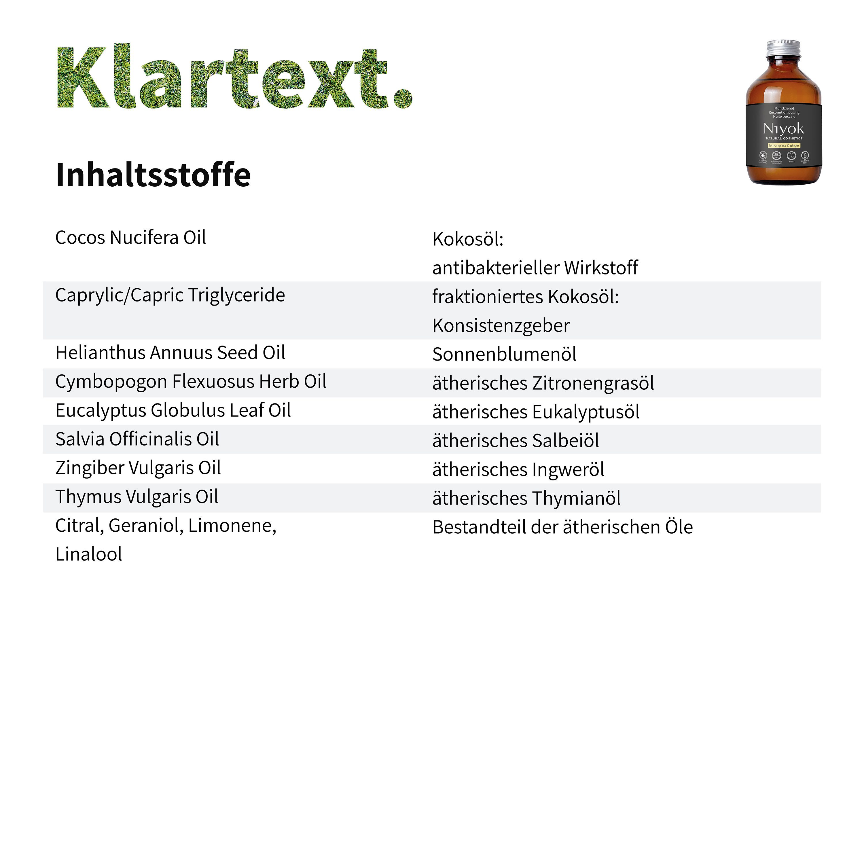 Niyok Mundspülung Mundziehöl Bio Kokosöl-Pfefferminze-Ölziehkur gegen Karies, Zahnstein, (1-tlg) gegen Mundgeruch, Veganes Zahnöl