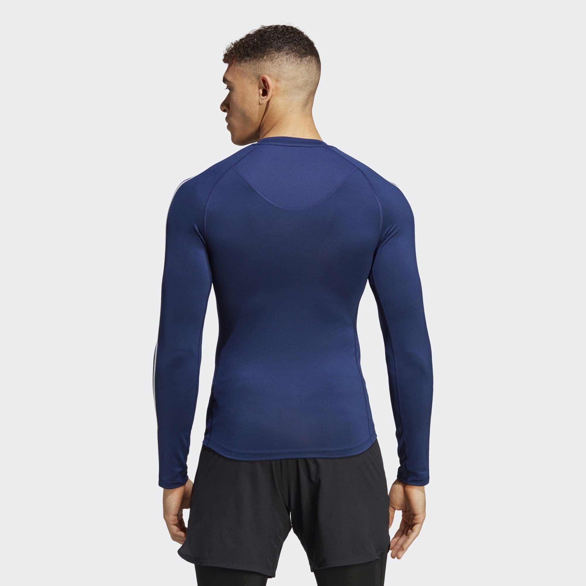 TECHFIT Dark adidas Performance TRAINING LONGSLEEVE Funktionsshirt Blue 3-STREIFEN