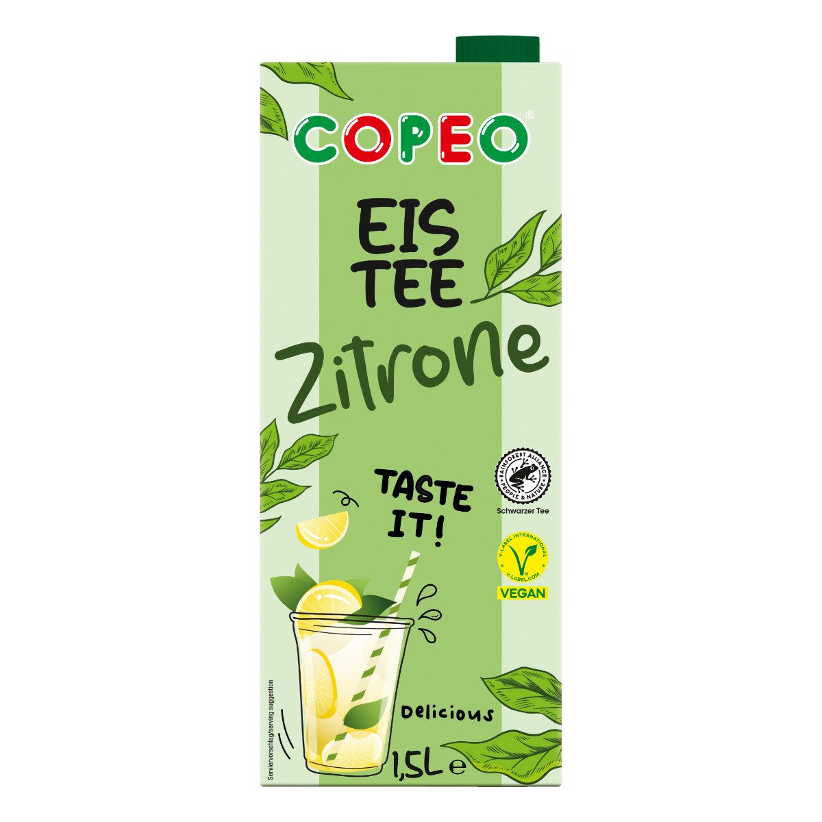 Copeo Tee, COPEO Eistee Zitrone koffeinhaltiges Teegetränk in Vegan 1500ml