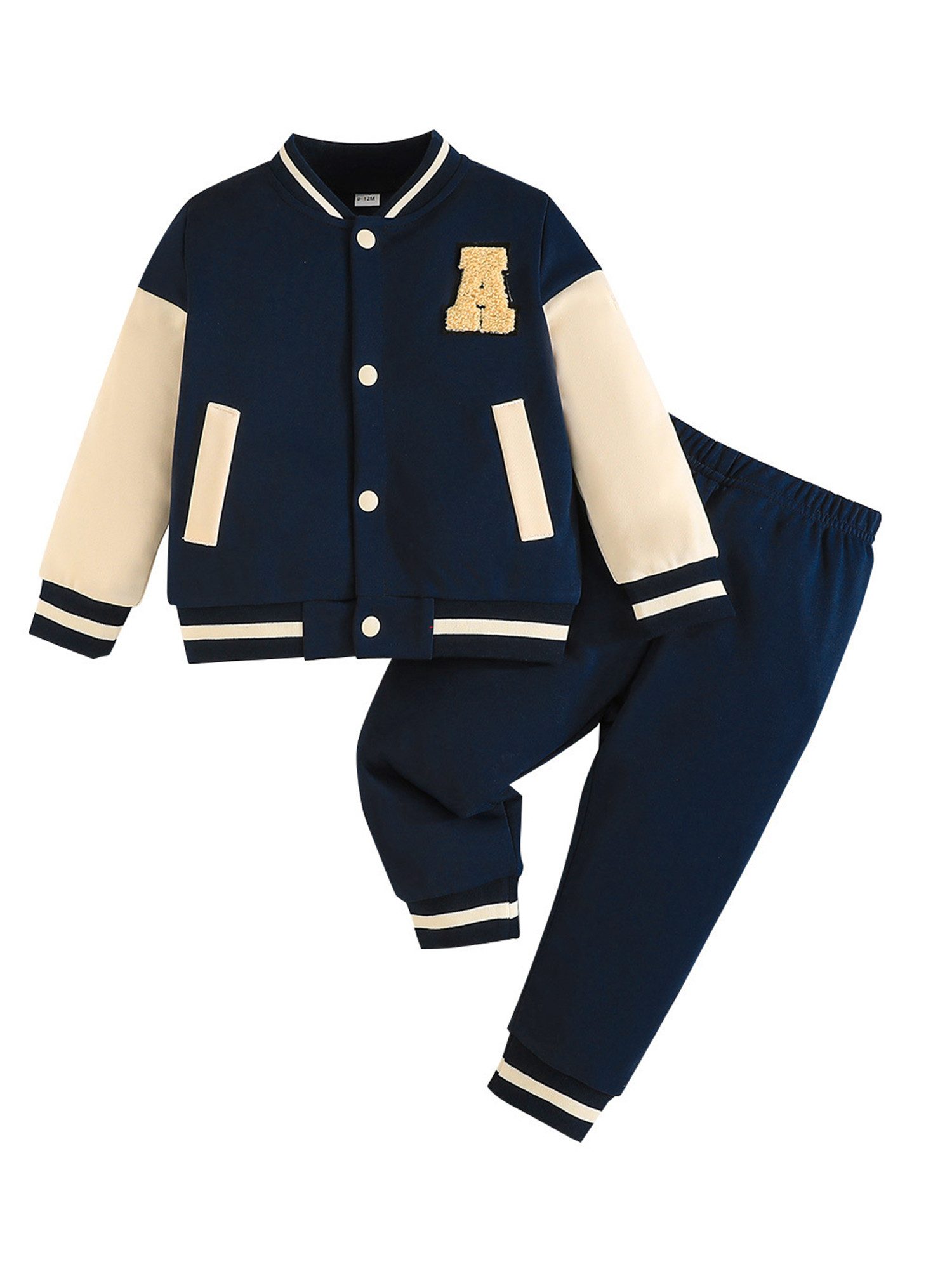 Gluckids Trainingsanzug Jungen Modisches Baseball Jacken und Hosen Set für Frühling/Herbst, Kontrastfarben Sportliche Sweatshirts und Freizeithosen für Kinder