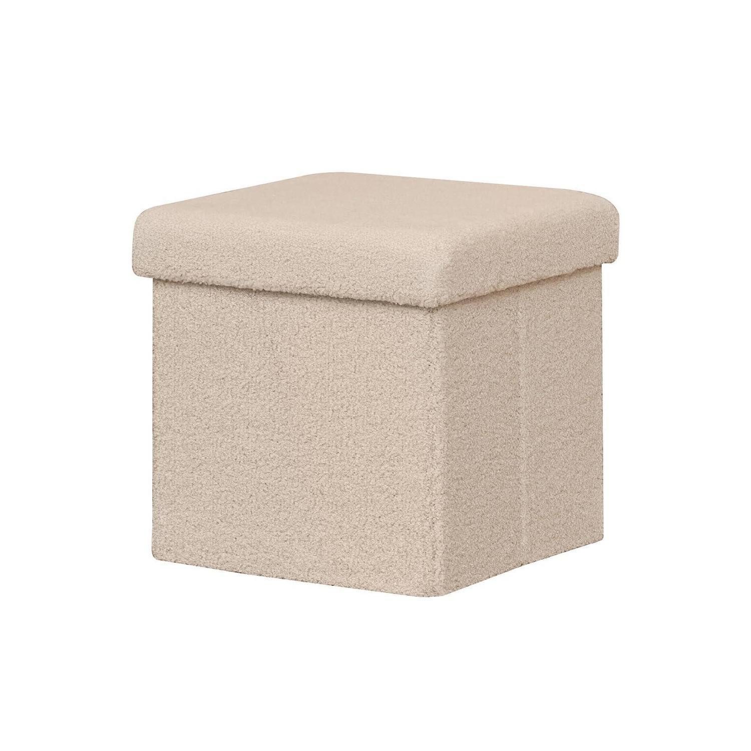 LuxusKollektion Stauraumhocker Sitzhocker Bouclé Beige 32x32x32cm (1 St)