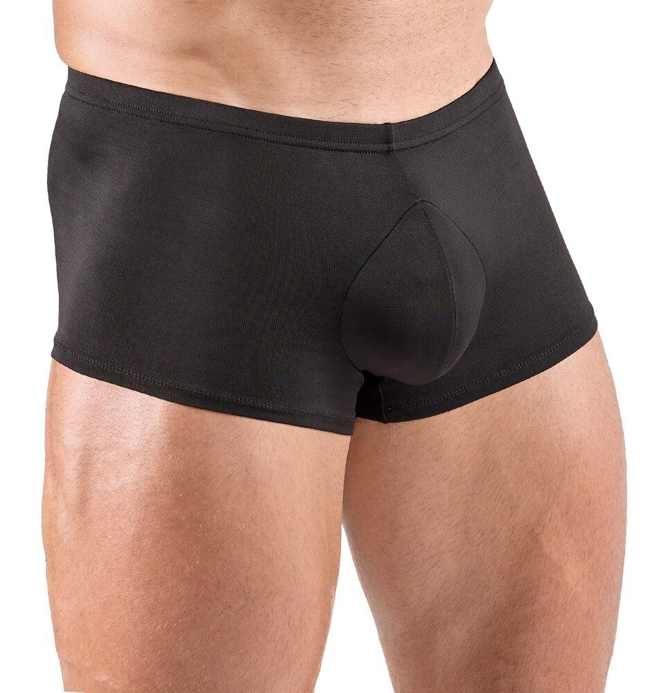 Svenjoyment Boxershorts Enge Boxershorts aus weicher elastischer Mikrofaser - schwarz (1-St) Eingearbeitetes Polster in konturierter Penisoptik