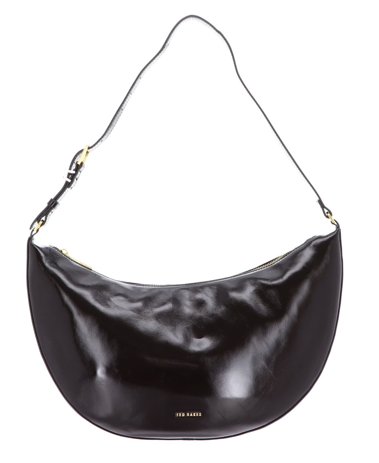 Ted Baker Umhängetasche Crinkle Patent Belted Detail Hobo Bag, aus echtem Rindsleder