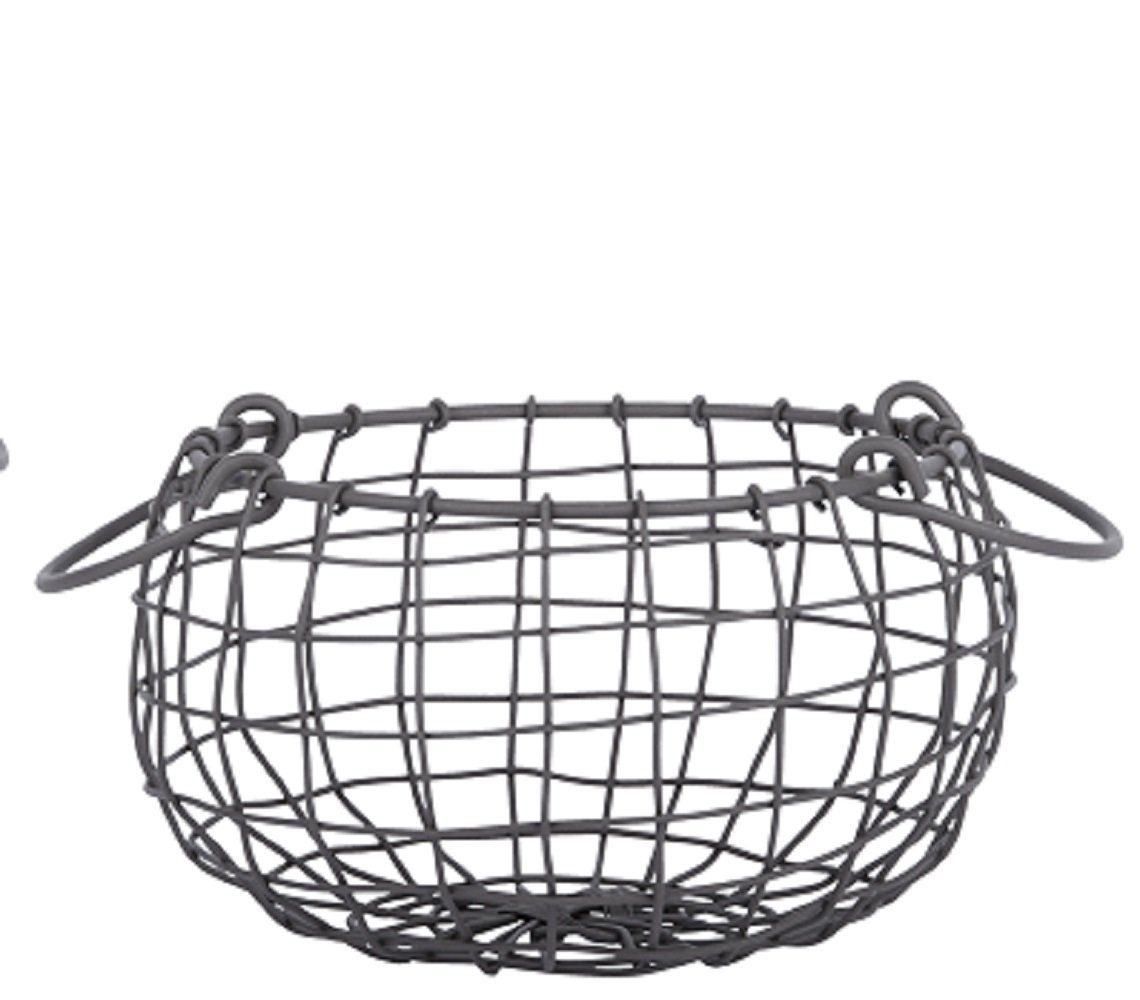 Aufbewahrungsbox Draht Korb -KLEIN- rund Ø 20 cm Griffe Dekoration Obstkorb