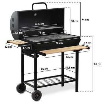 BBQ-Toro Holzkohlegrill Grillwagen, fahrbar, inkl. Thermometer, Smoker Grill